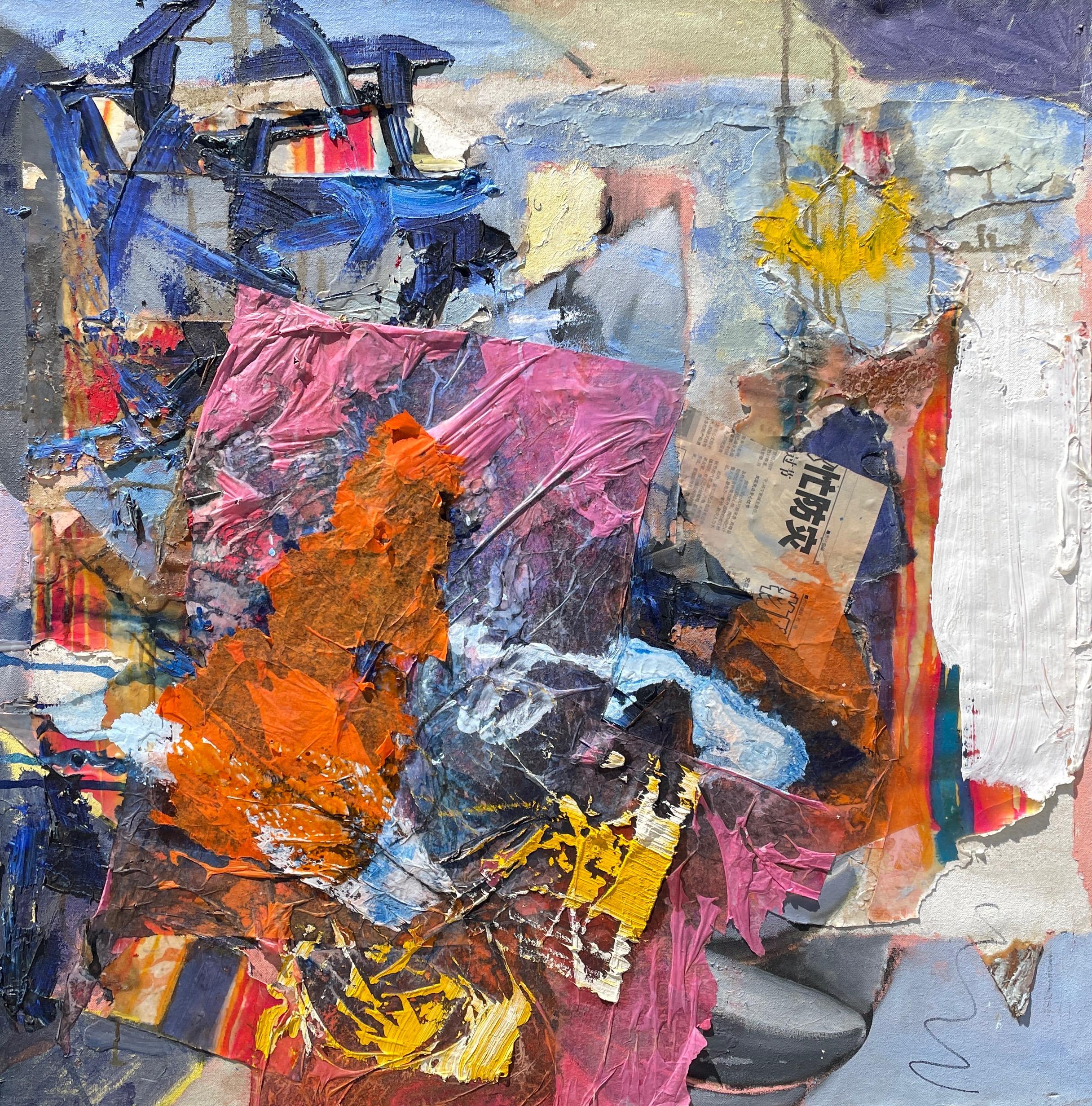 "Untitled" - Bright Colorful Mixed Media Textured Contemporary Abstract Artwork - Mixed Media Art by Steven H. Rehfeld