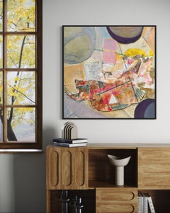 "Untitled" by Steven H. Rehfeld - Blue, Orange, and Earth Tone Abstract Painting