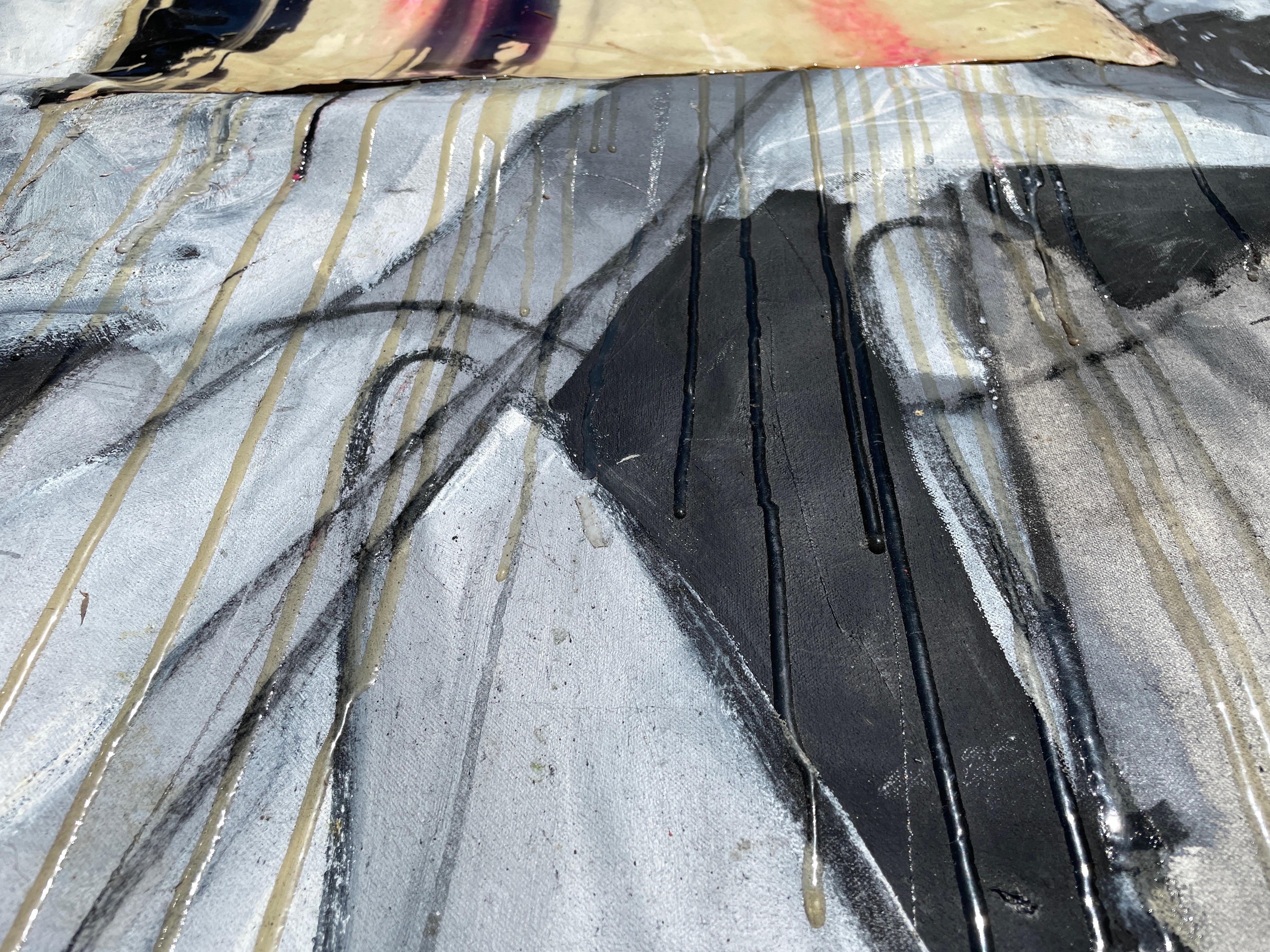'Untitled' by Steven H. Rehfeld - Large Gray, White, and Red Mixed Media Artwork For Sale 5