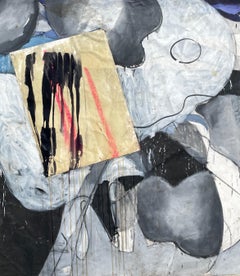 'Untitled' by Steven H. Rehfeld - Large Gray, White, and Red Mixed Media Artwork