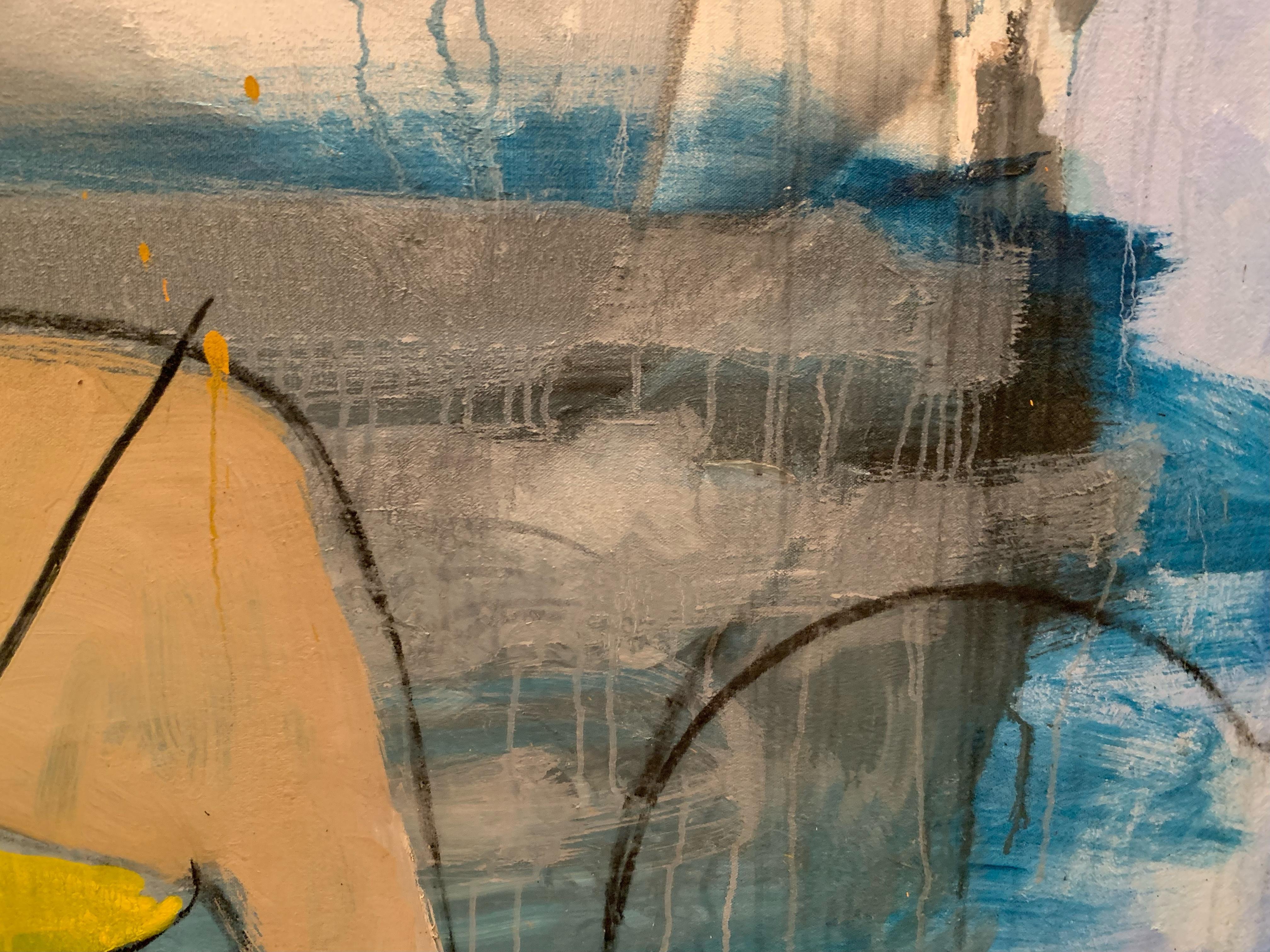 'Oasis' di Steven H. Rehfeld - Astratto contemporaneo arancione e blu molto grande in vendita 7