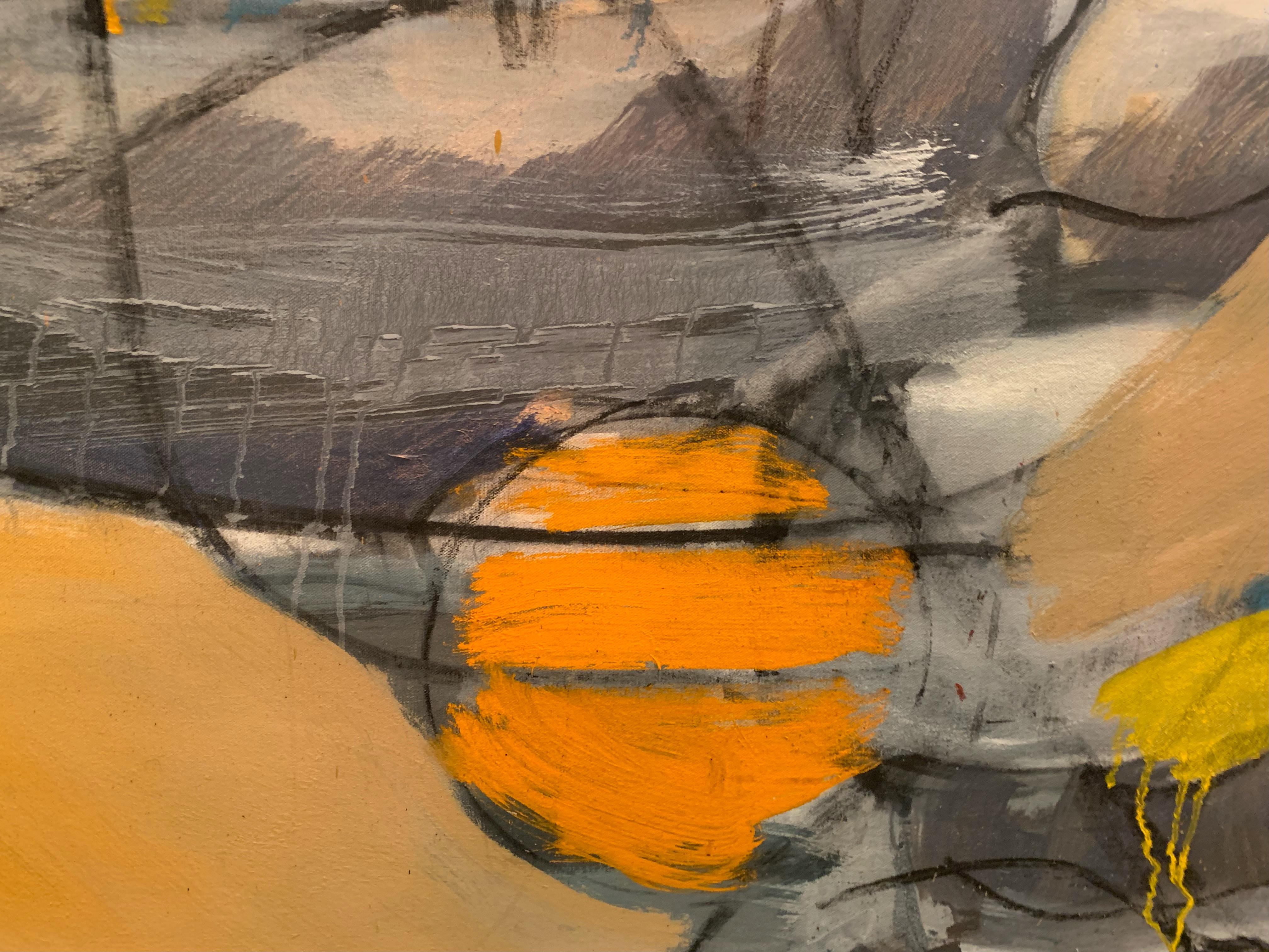 'Oasis' di Steven H. Rehfeld - Astratto contemporaneo arancione e blu molto grande in vendita 8
