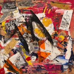 „Fusion“ von Steven H. Rehfeld - Rot, Schwarz und Blau Mixed Media Abstrakt