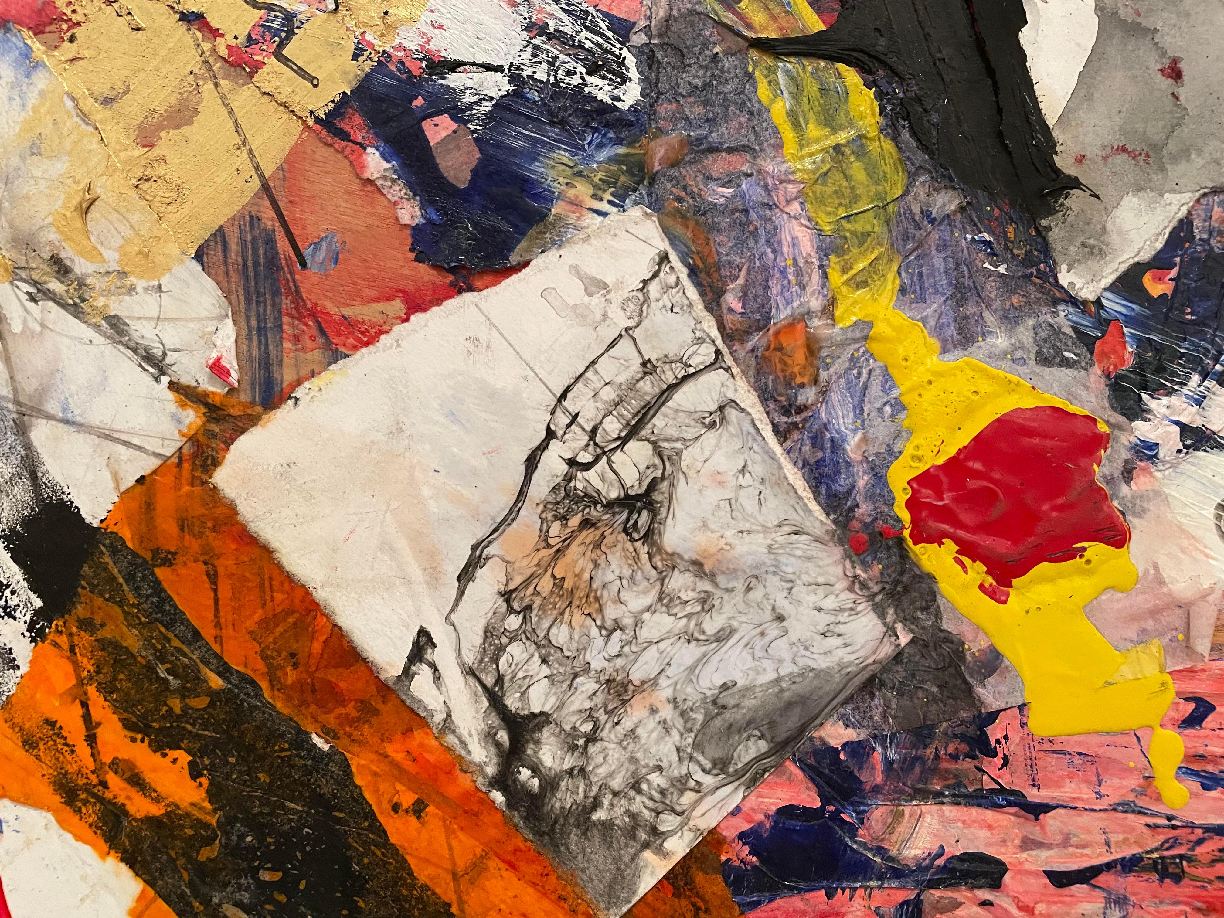 'Fusion' by Steven H. Rehfeld - Red, Black, and Blue Mixed Media Abstract For Sale 1