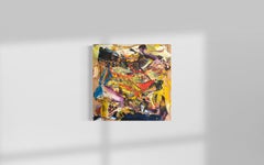 Sin título' Púrpura, naranja, amarillo, azul, negro Óleo abstracto texturizado sobre madera