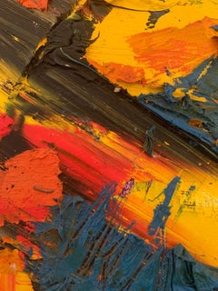 Intrigue #1" von Steven H. Rehfeld - Weiß, Rot, Gelb und Blau - Kleine Abstrakte