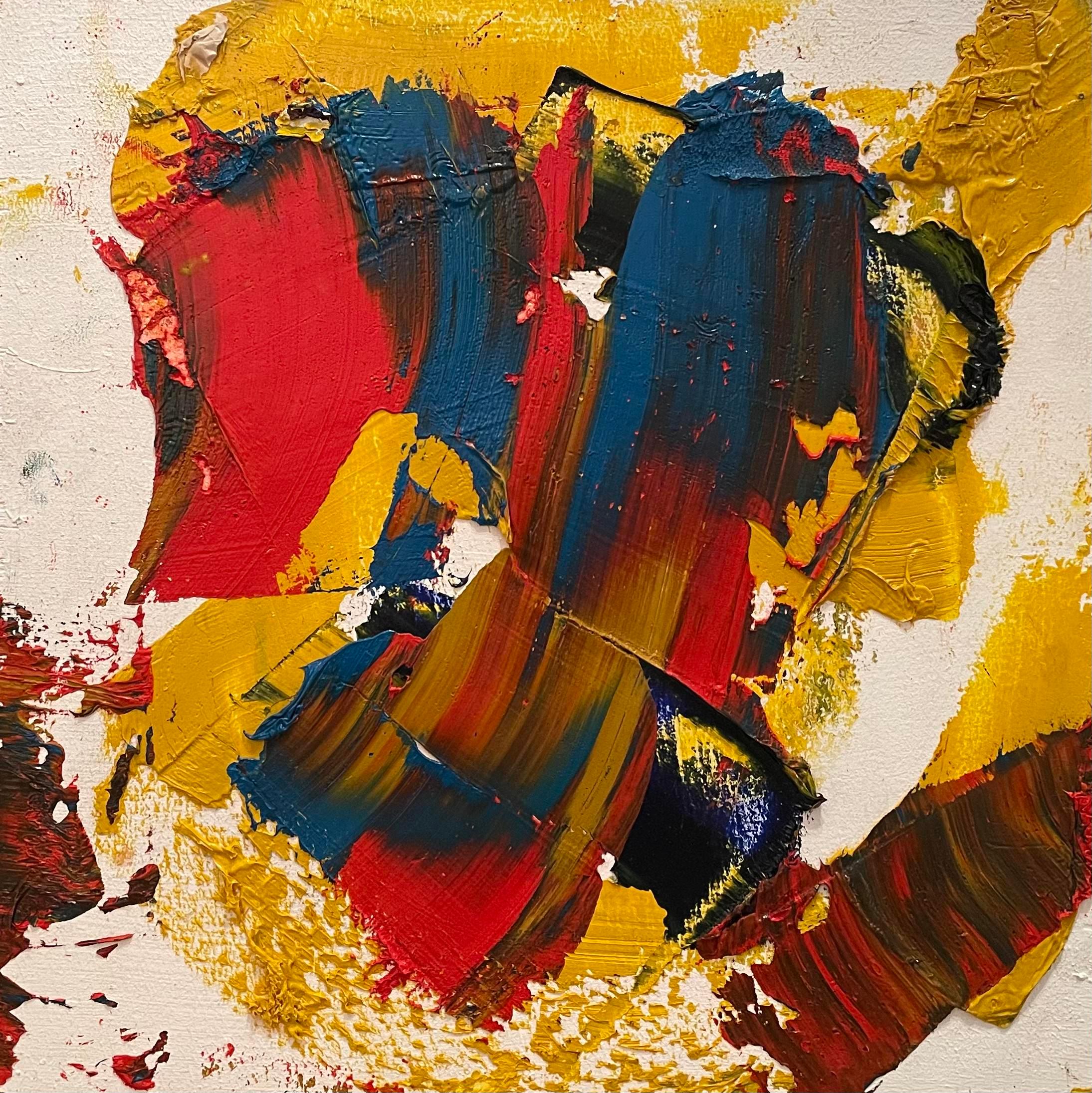 Untitled' Yellow, Red, Blue, & White Mixed Media Contemporary Abstract (sans titre)  - Painting de Steven H. Rehfeld