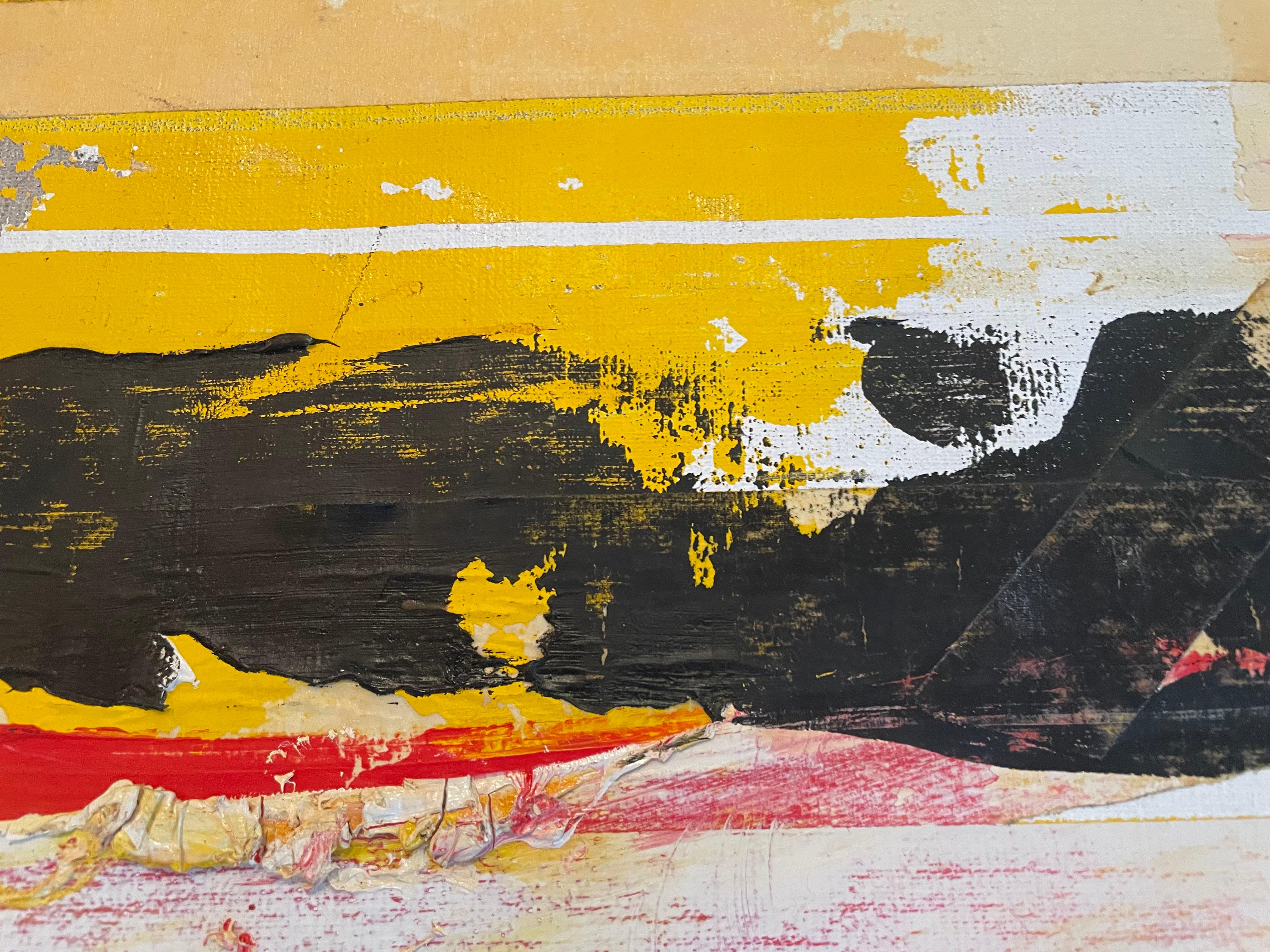 Steven H. Rehfeld (americano, 1954)
'Resonance' 2018
Pittura ad olio, nastro adesivo, tela, barella
L'artista ha firmato il retro del dipinto.

L'opera 