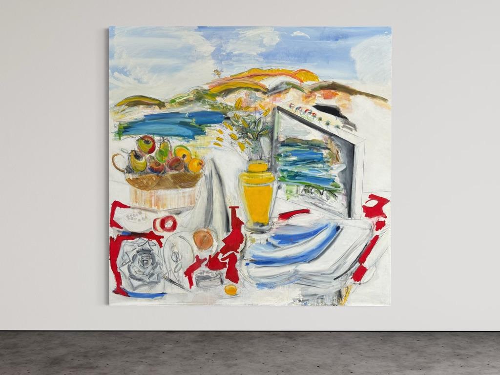 'Jarrón Amarillo' Bodegón Arte Contemporáneo Pintura Grande  O/c Por Steven - Painting de Steven H. Rehfeld