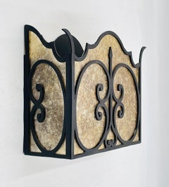 Steven Handelman Studios Spanish Revival Wrought Iron Wall Sconce & Mica Panels