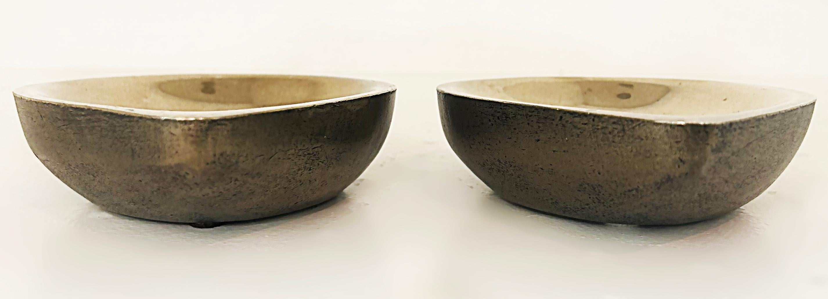 Steven Haulenbeek Ice Cast Bronze Tear-Drop Bowls, Heavy, Substantial Pair For Sale 4