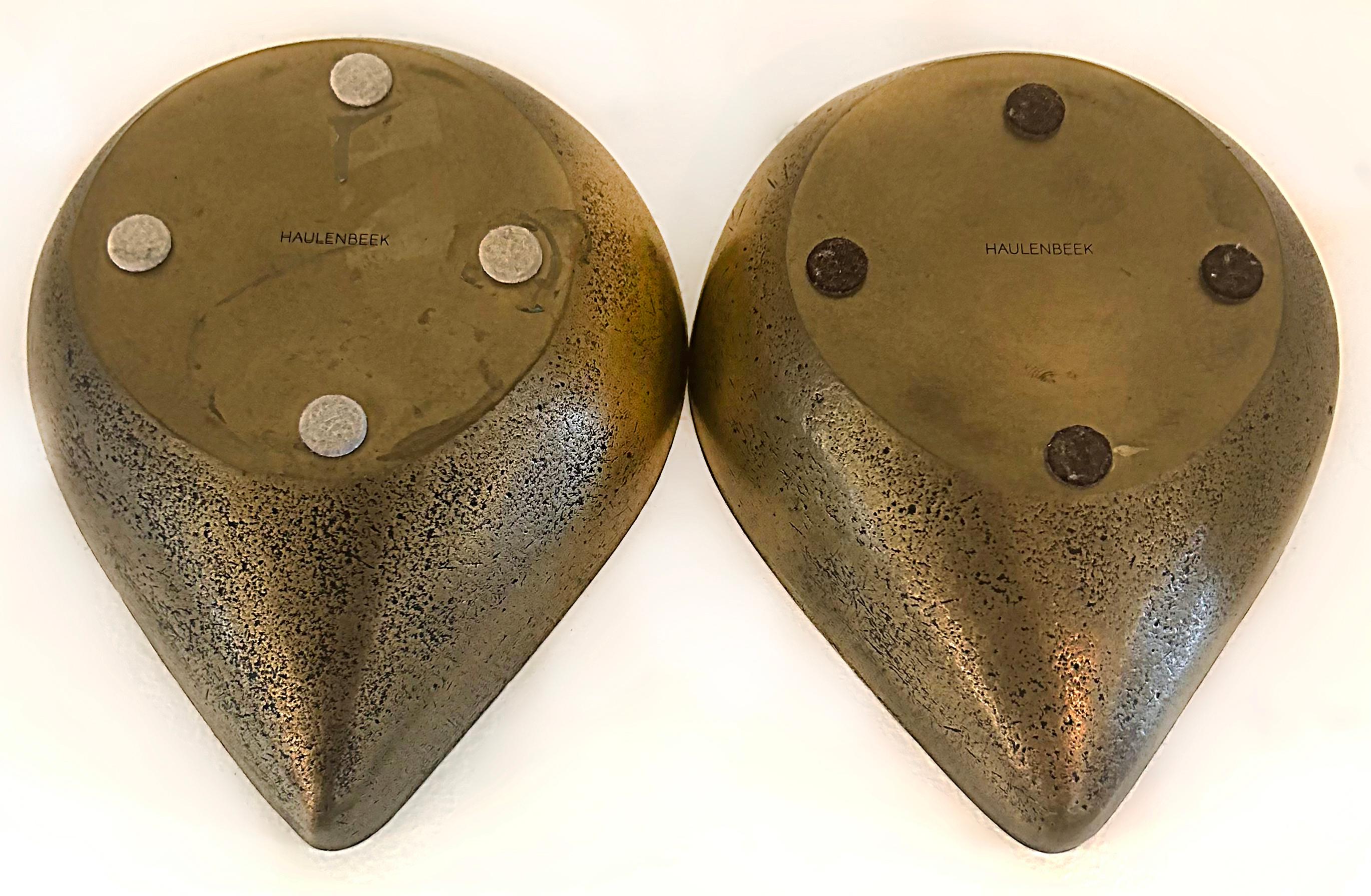 Steven Haulenbeek Ice Cast Bronze Tear-Drop Bowls, Heavy, Substantial Pair For Sale 5