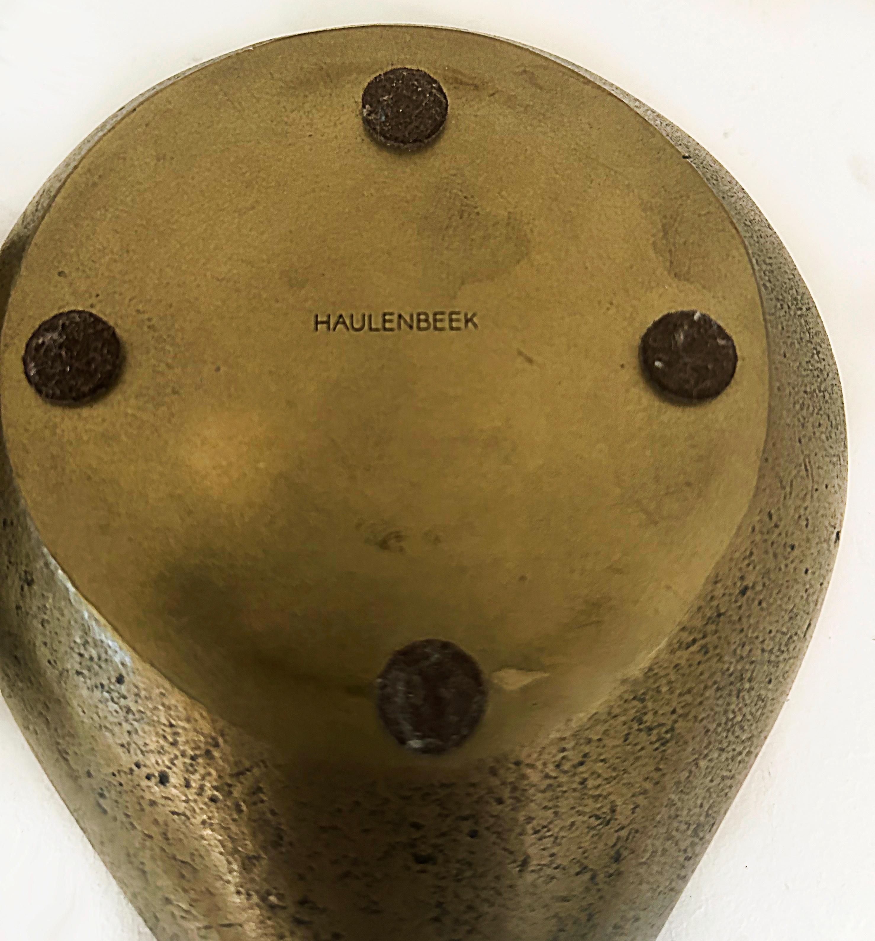 Steven Haulenbeek Ice Cast Bronze Tear-Drop Bowls, Heavy, Substantial Pair For Sale 6