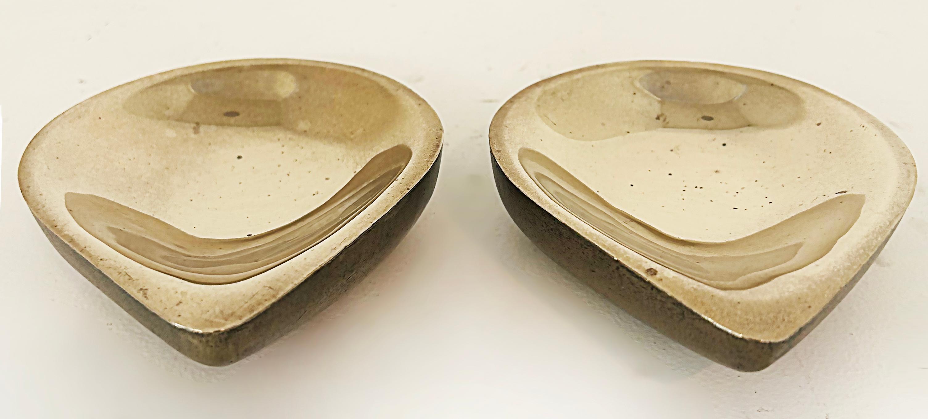Contemporary Steven Haulenbeek Ice Cast Bronze Tear-Drop Bowls, Heavy, Substantial Pair For Sale