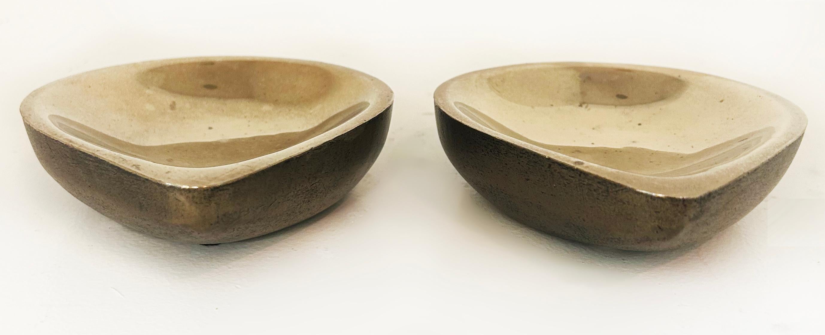 Steven Haulenbeek Ice Cast Bronze Tear-Drop Bowls, Heavy, Substantial Pair For Sale 2