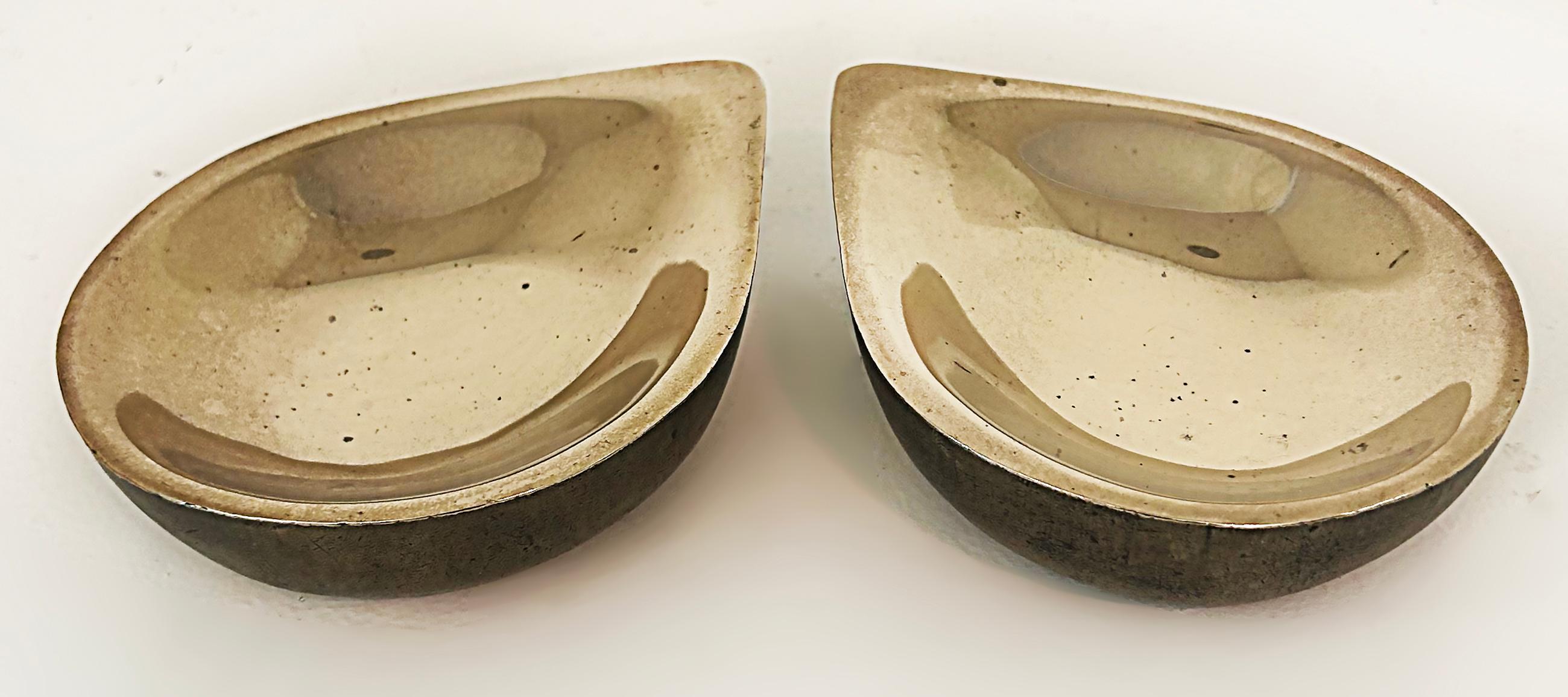 Steven Haulenbeek Ice Cast Bronze Tear-Drop Bowls, Heavy, Substantial Pair For Sale 3