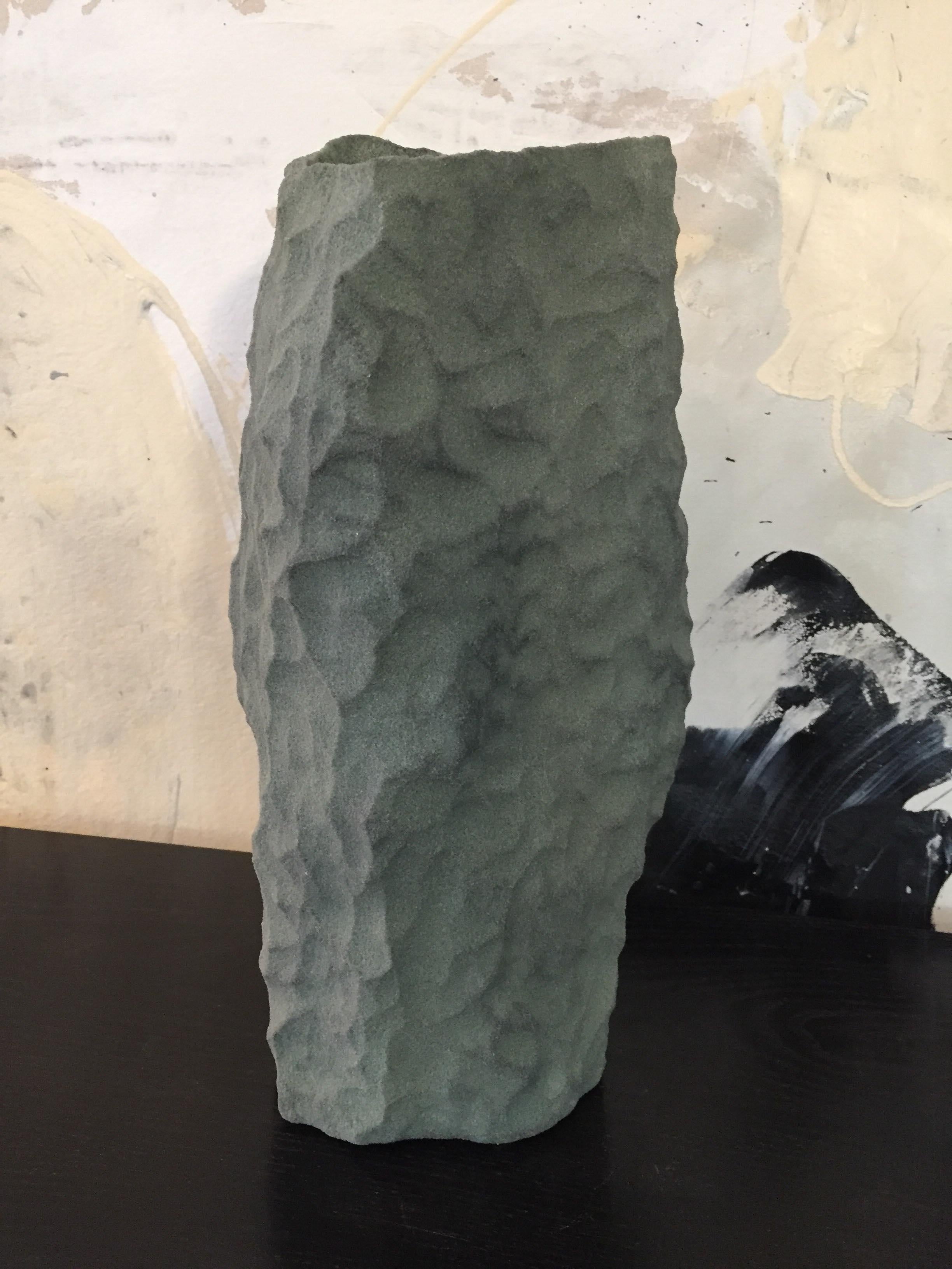 Green Resin Bonded Sand Modern Abstract Vessel #50 Steven Haulenbeek In Excellent Condition For Sale In Chicago, IL