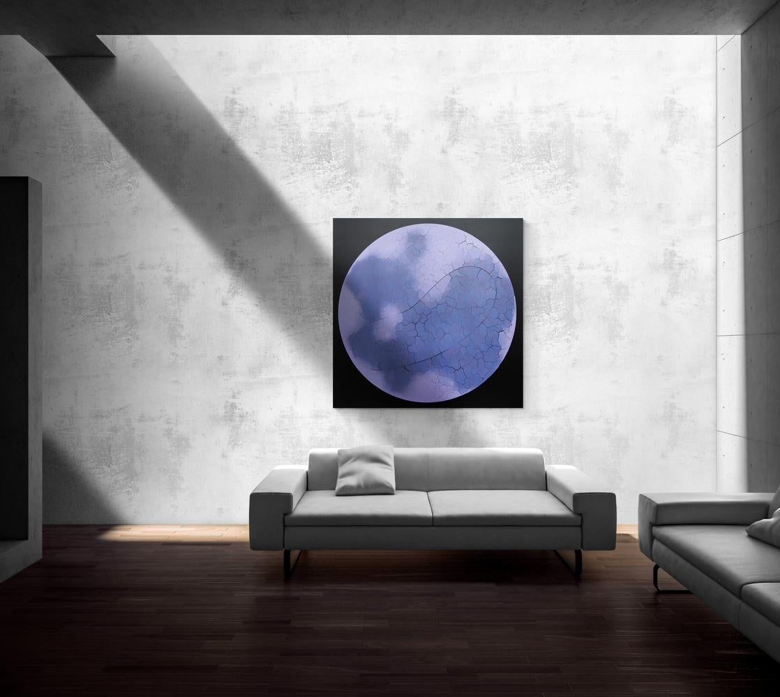 An imposing image of a deep blue sphere dominates the space in this large print by the celebrated Canadian artist Steven Heinemann. This high-quality print was created by Heinemann in a special process that involved shooting the original large clay