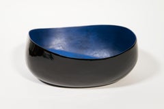 Afterlife No 3 - blue, black, nature inspired, elongated, ceramic vessel
