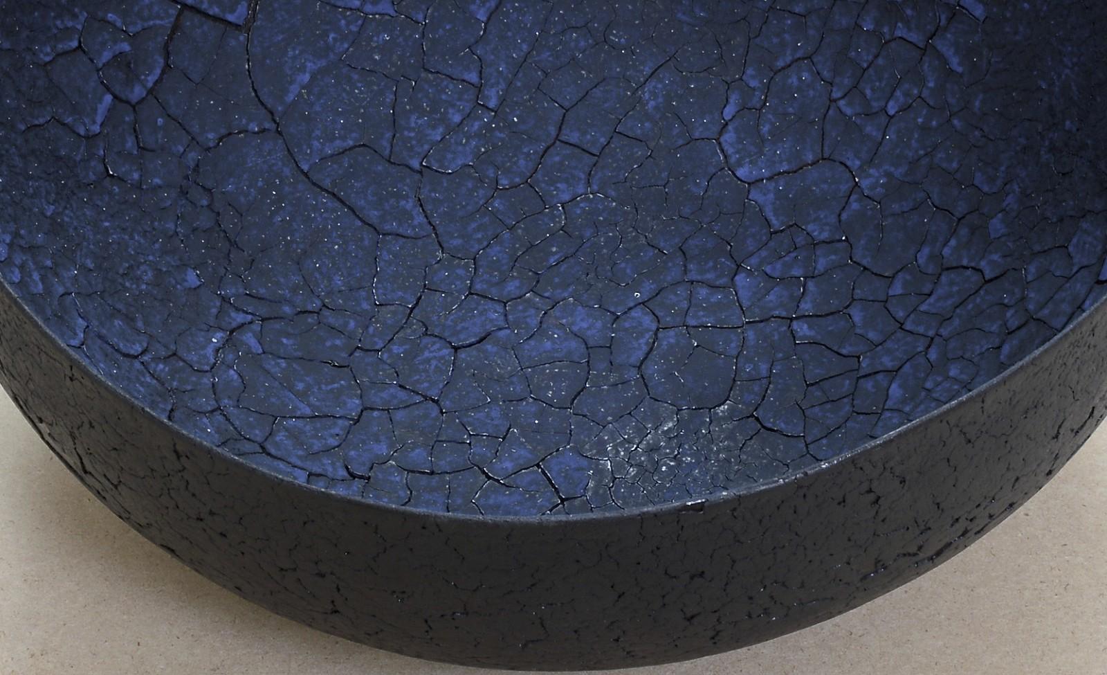 Untitled (Blue Bowl) - rich, textured, nature inspired, ceramic bowl vessel - Contemporary Sculpture by Steven Heinemann