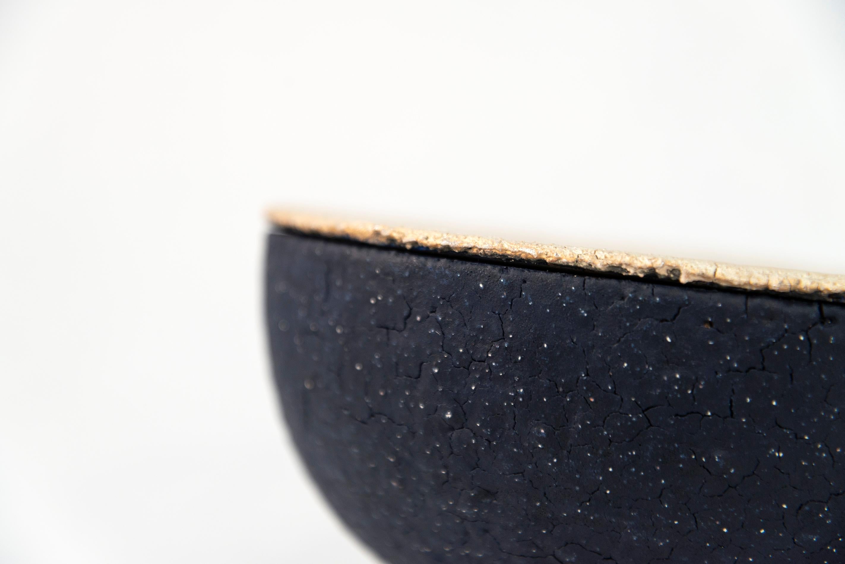 DEW  - textured, black & white, nature inspired, elongated, ceramic vessel For Sale 2