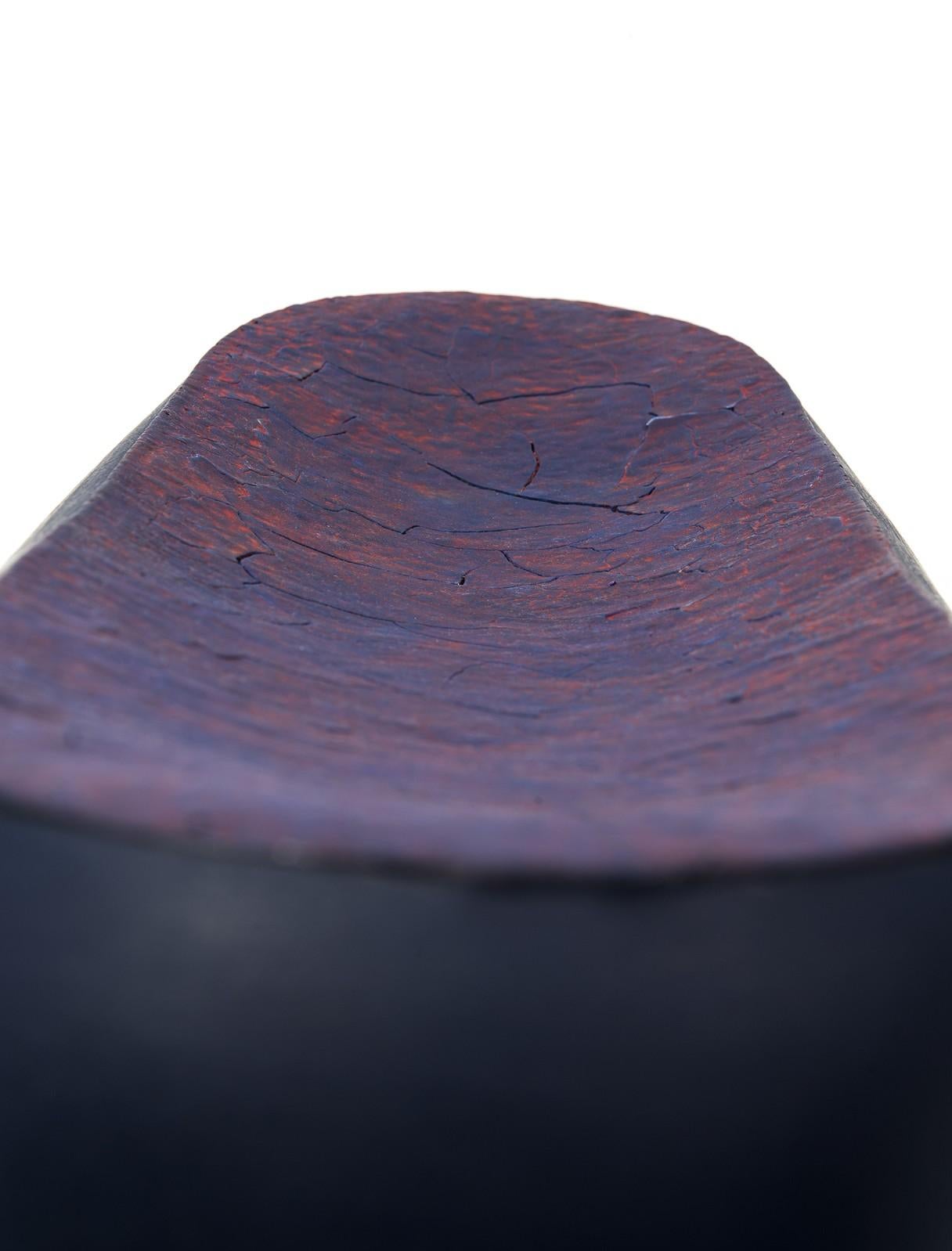 Ellesmere - black, purple, orange, textured, ceramic tabletop vessel - Contemporary Sculpture by Steven Heinemann