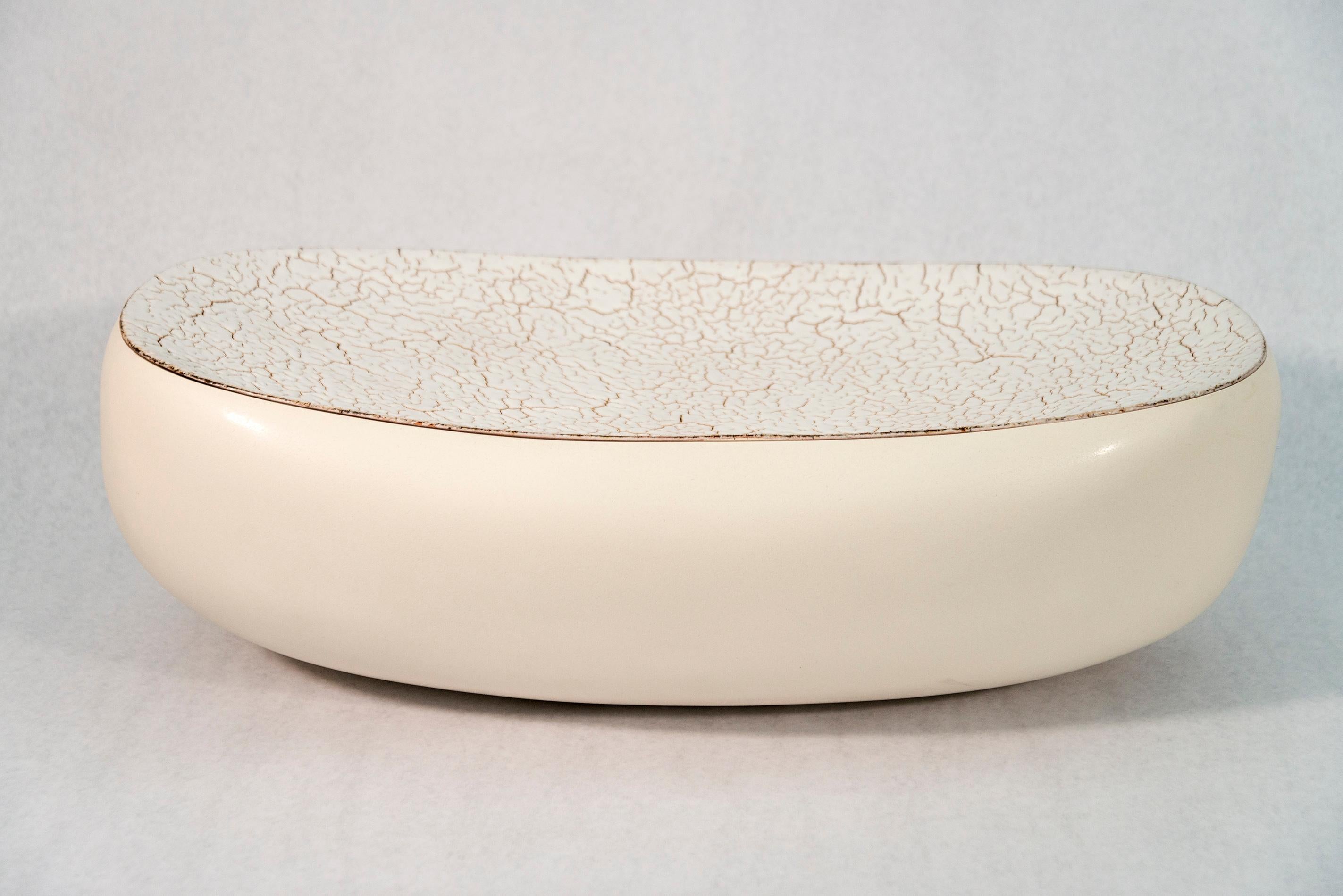 Ellesmere - creamy white, textured, elongated, ceramic art object