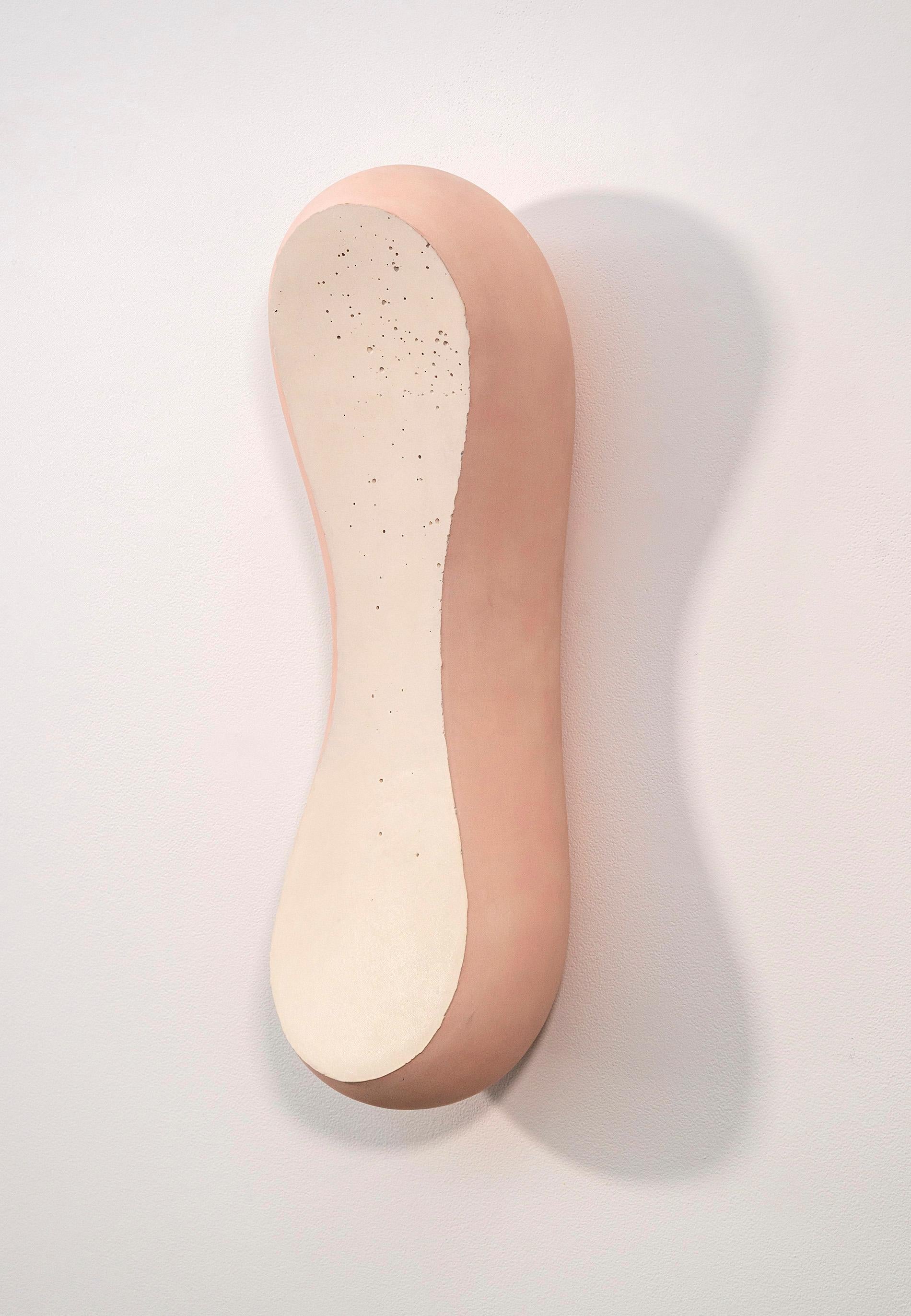 Hive - white, pink, contemporary, handmade, ceramic wall sculpture - Gris Abstract Sculpture par Steven Heinemann