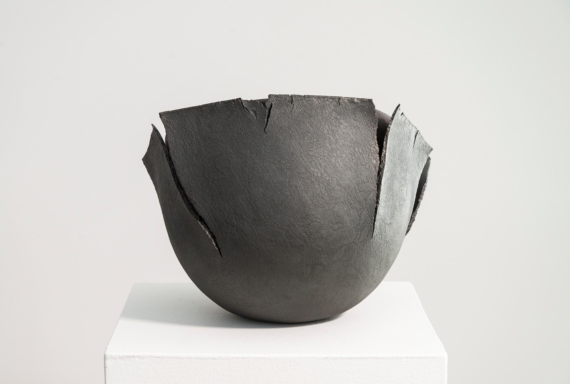 Husk Series #1 (black) - contemporary, abstract, ceramic, indoor sculpture For Sale 7