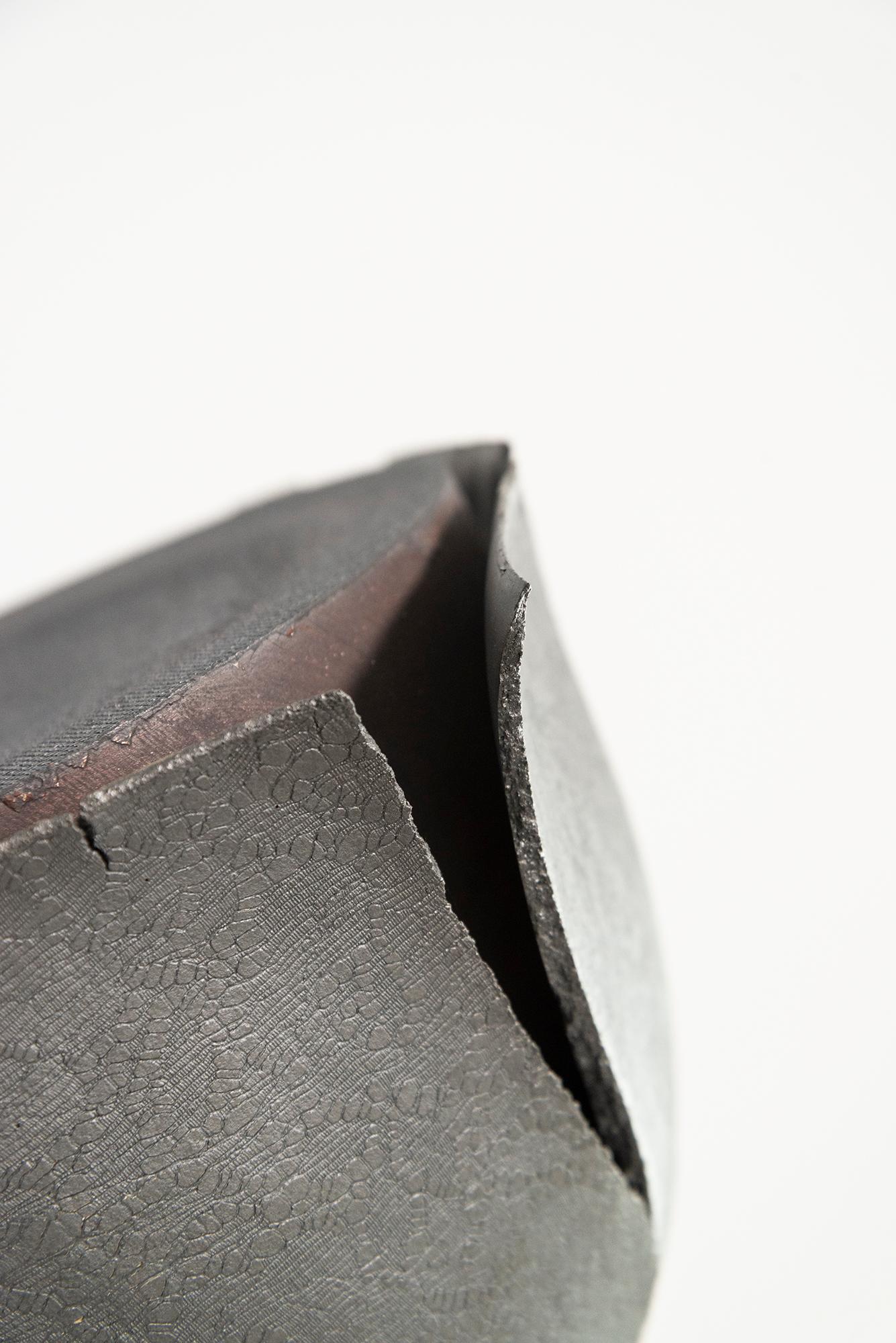 Husk Series #1 (black) - contemporary, abstract, ceramic, indoor sculpture For Sale 6