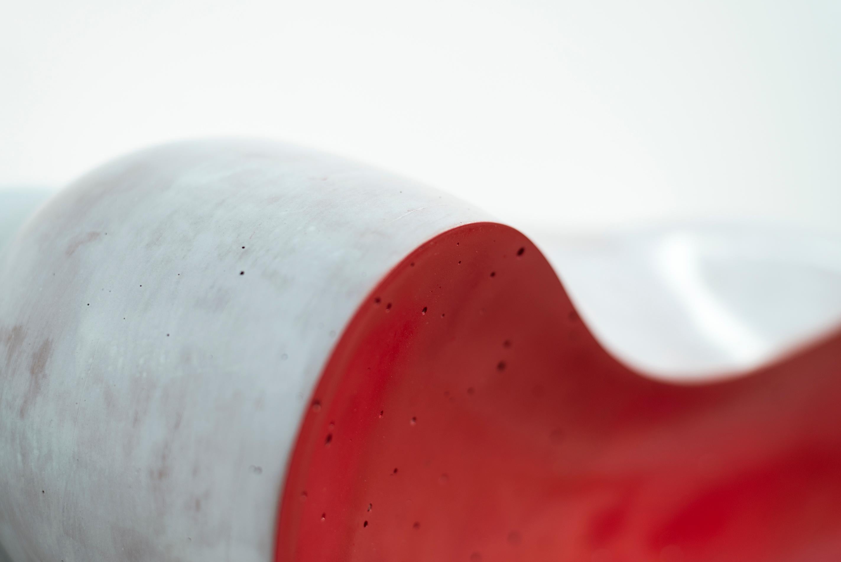 La Bouche - playful, red, white, abstract, elongated, ceramic wall sculpture For Sale 3