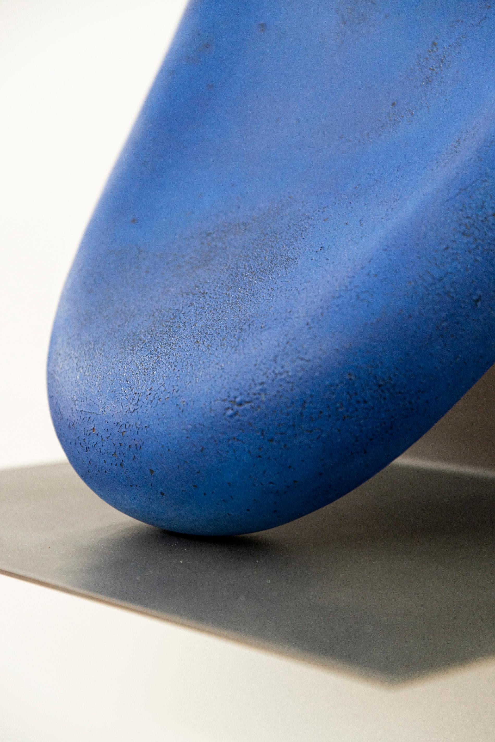 letsgoawayforawhile - playful, blue, abstract, elongated, ceramic wall sculpture For Sale 8
