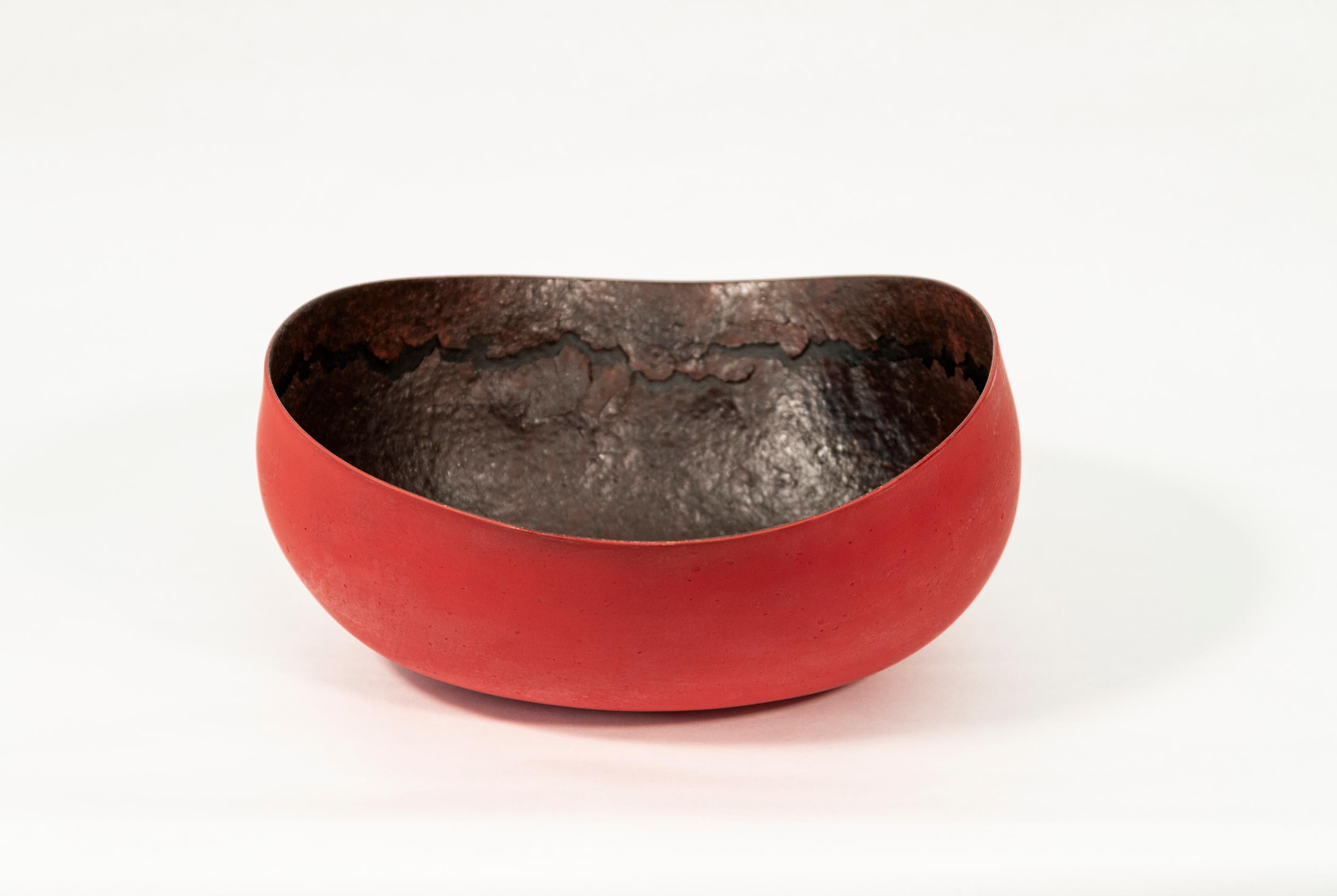 Untitled Bowl (Red)  -  red, black, nature inspired, textured, ceramic vessel For Sale 10