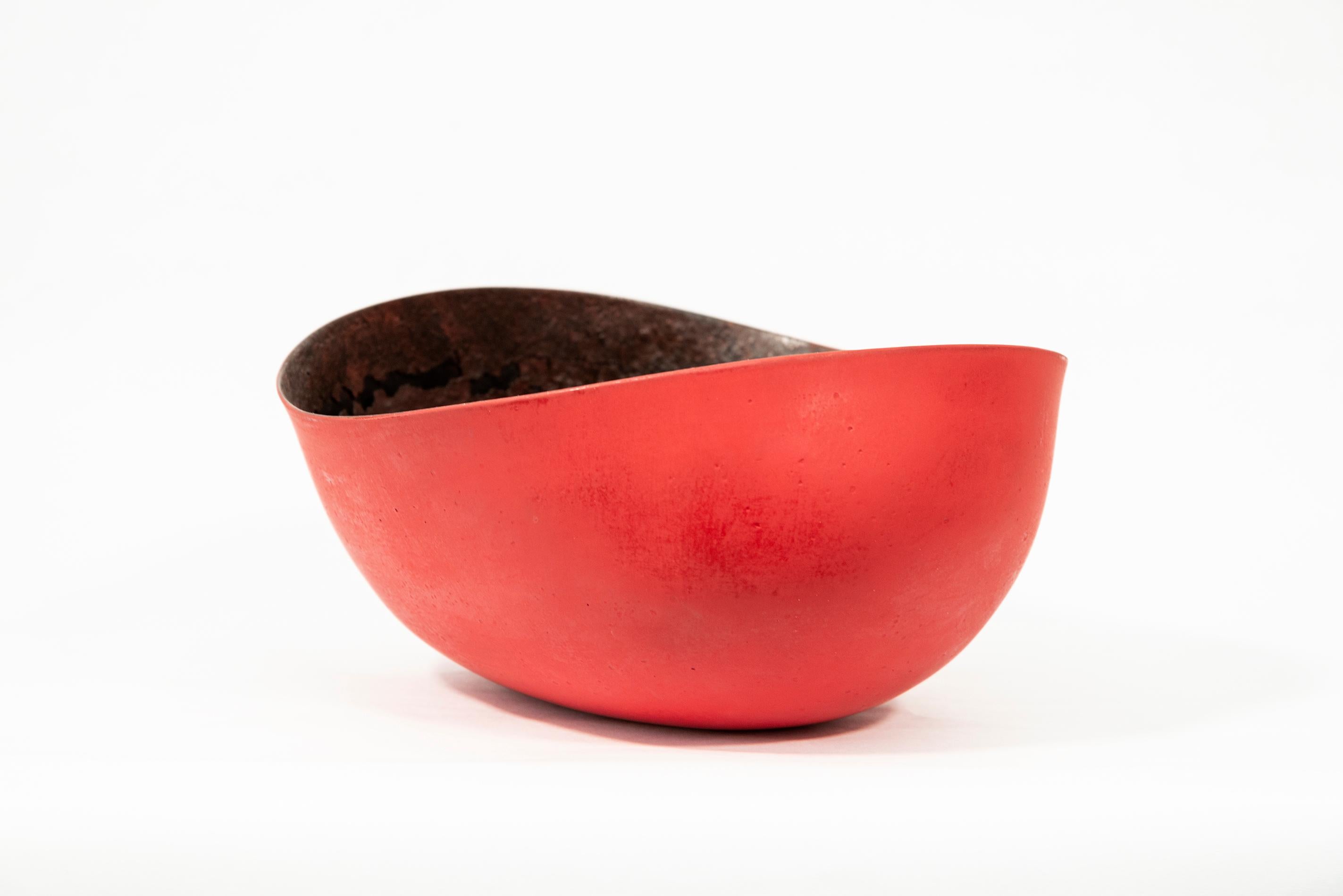 Untitled Bowl (Red)  -  red, black, nature inspired, textured, ceramic vessel For Sale 2