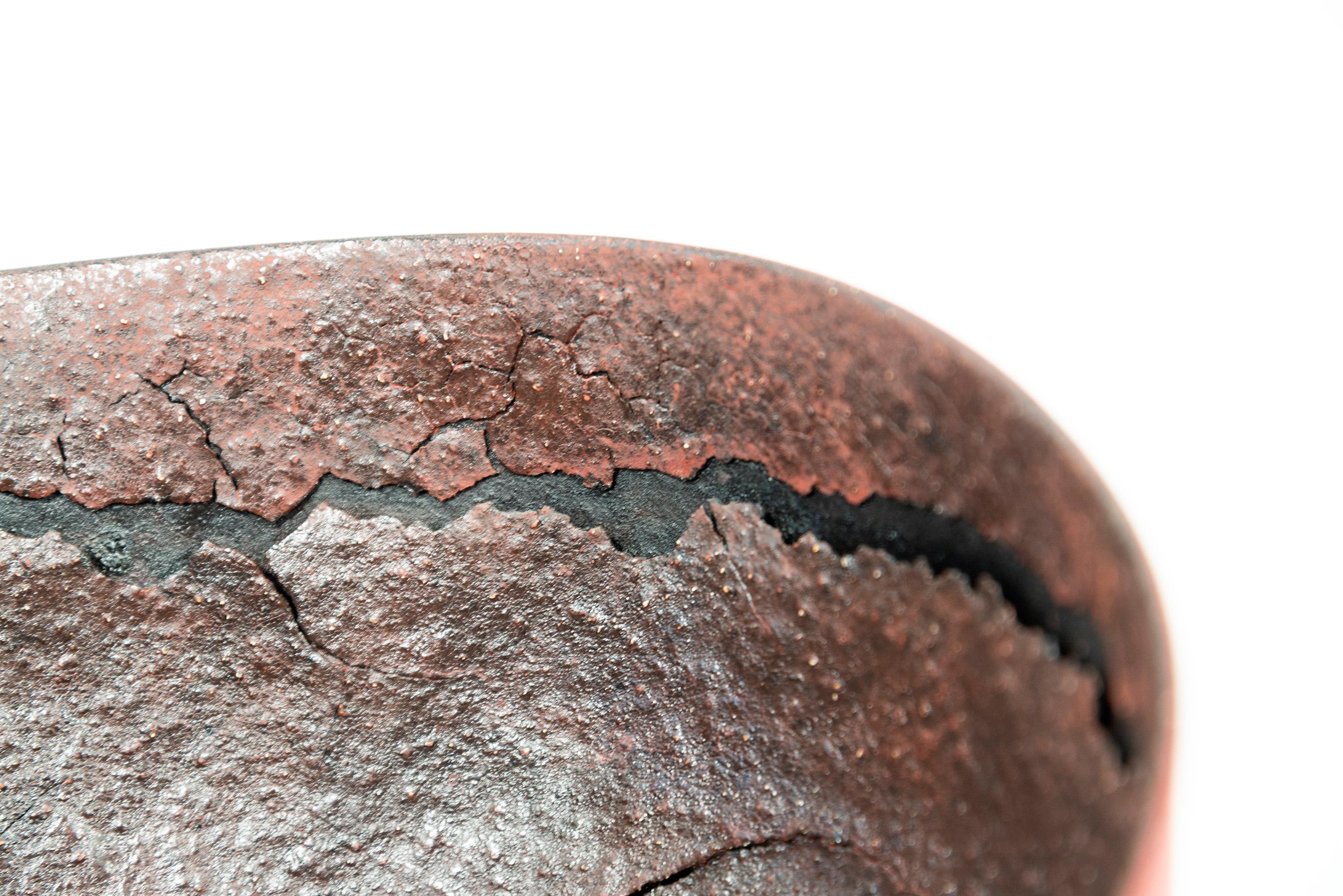 Untitled Bowl (Red)  -  red, black, nature inspired, textured, ceramic vessel For Sale 5