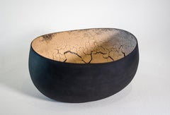 Untitled Bowl with Double Triangle - Modern, Ceramic, Texture, 12.25in