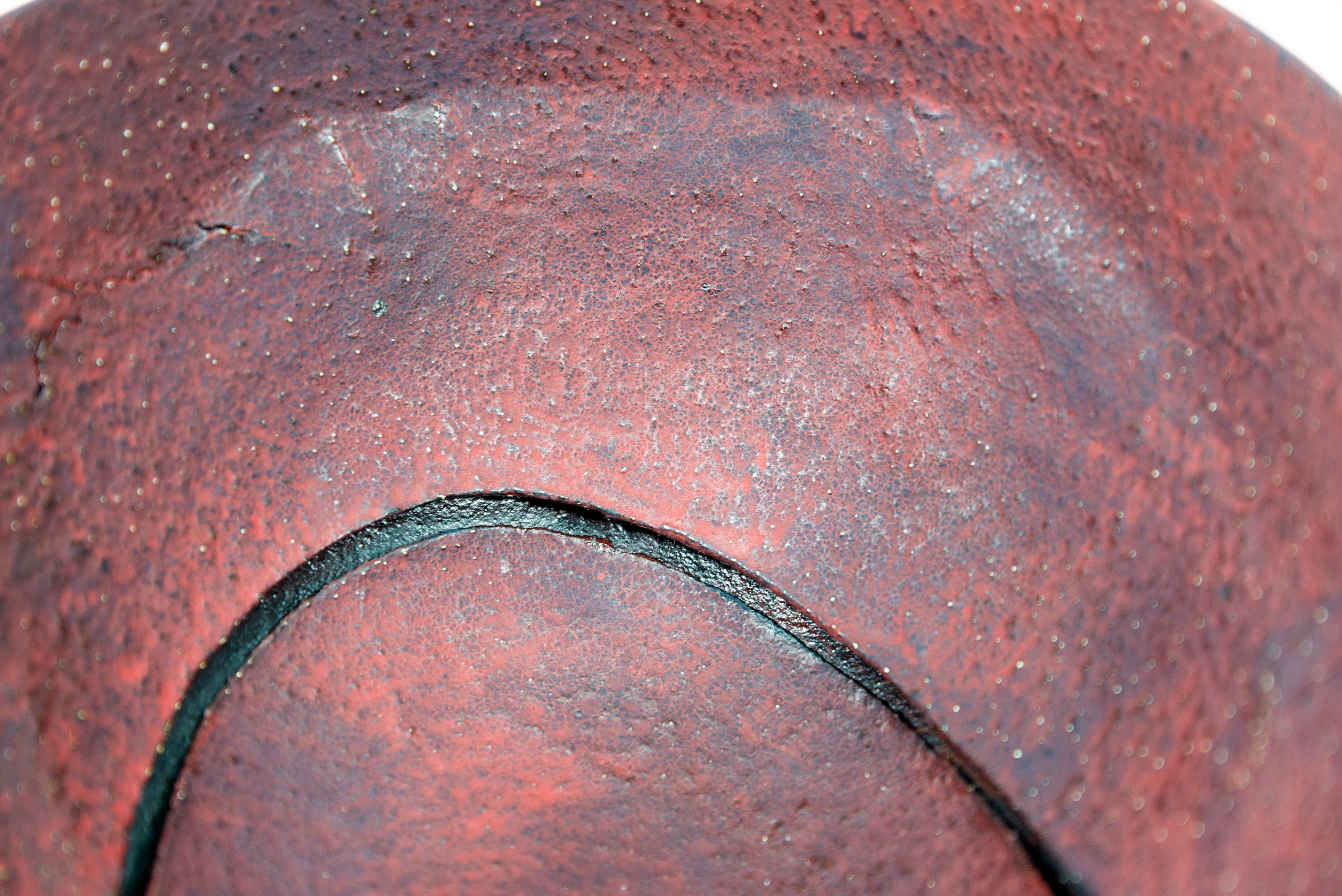 Untitled Bowl (Black) - black, red, nature inspired, textured, ceramic vessel For Sale 6