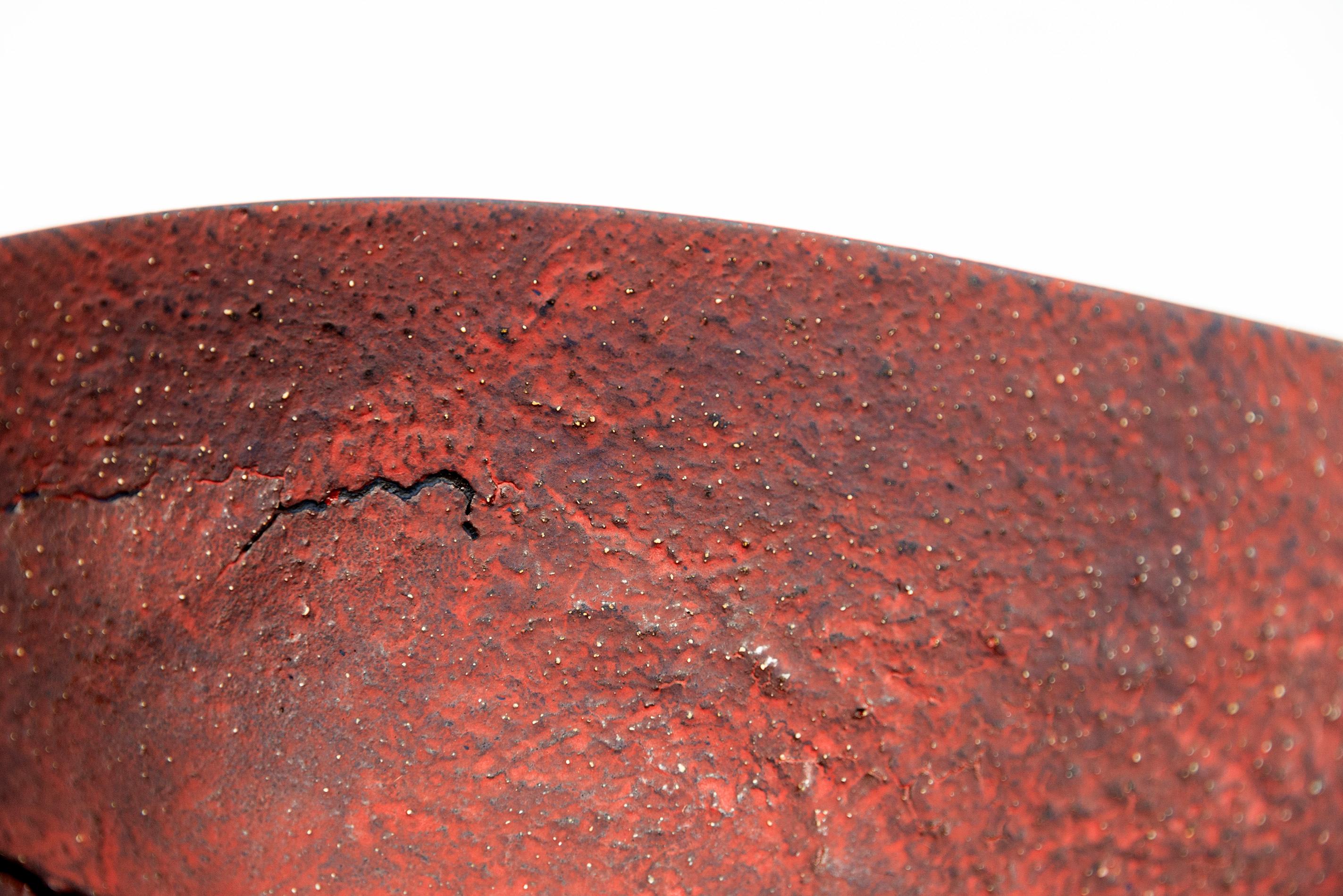 Untitled Bowl (Black) - black, red, nature inspired, textured, ceramic vessel For Sale 2