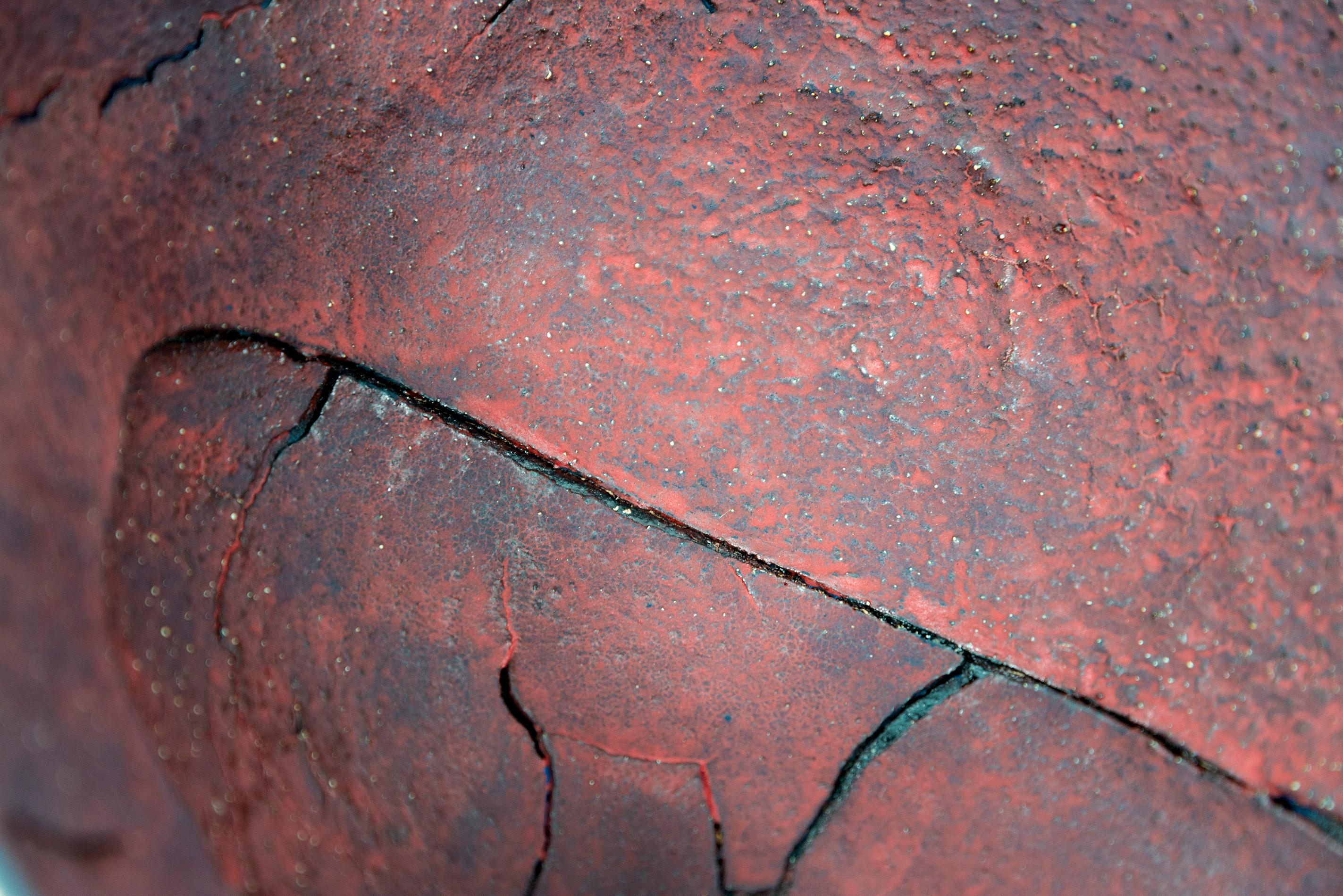 Untitled Bowl (Black) - black, red, nature inspired, textured, ceramic vessel For Sale 3