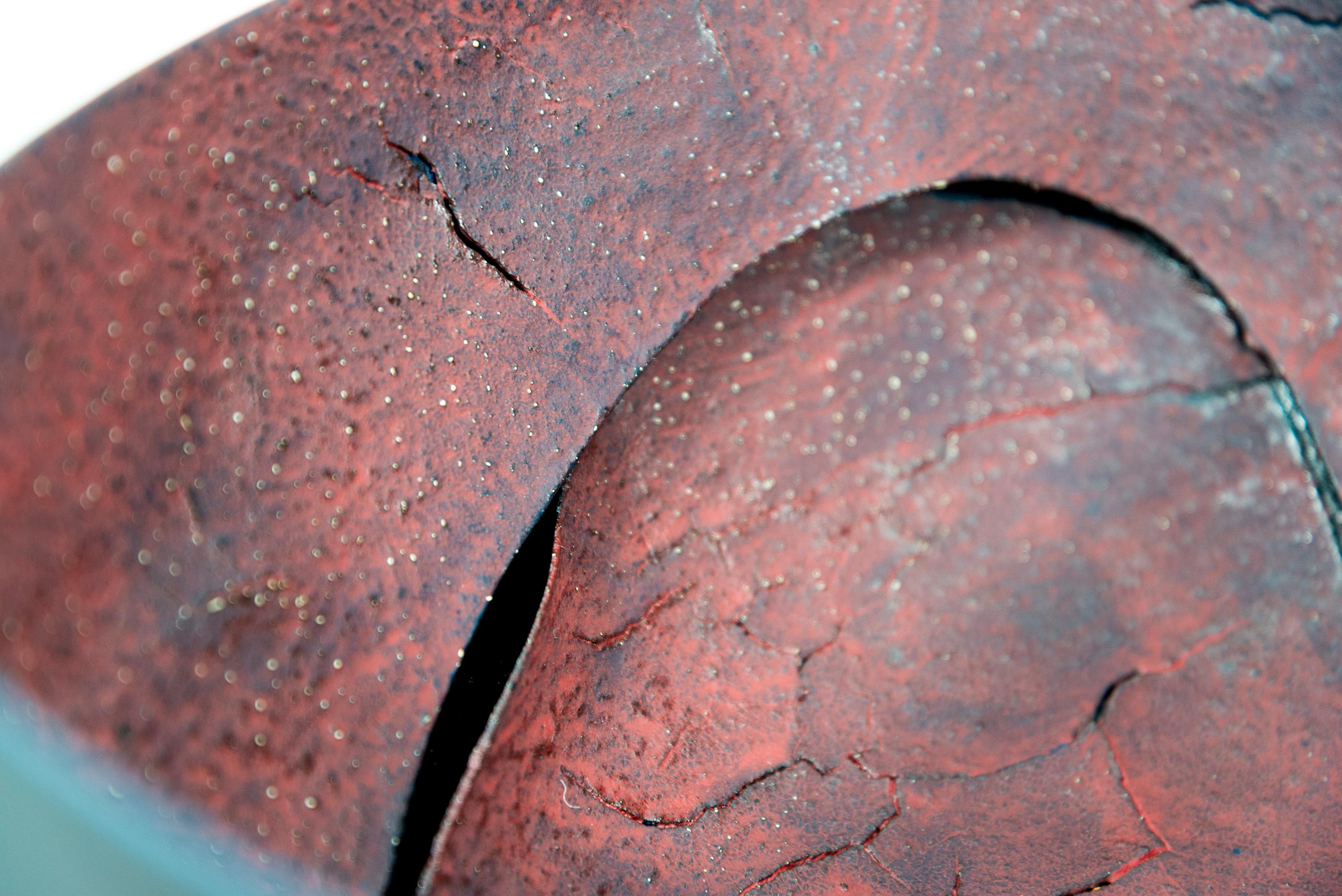 Untitled Bowl (Black) - black, red, nature inspired, textured, ceramic vessel For Sale 4
