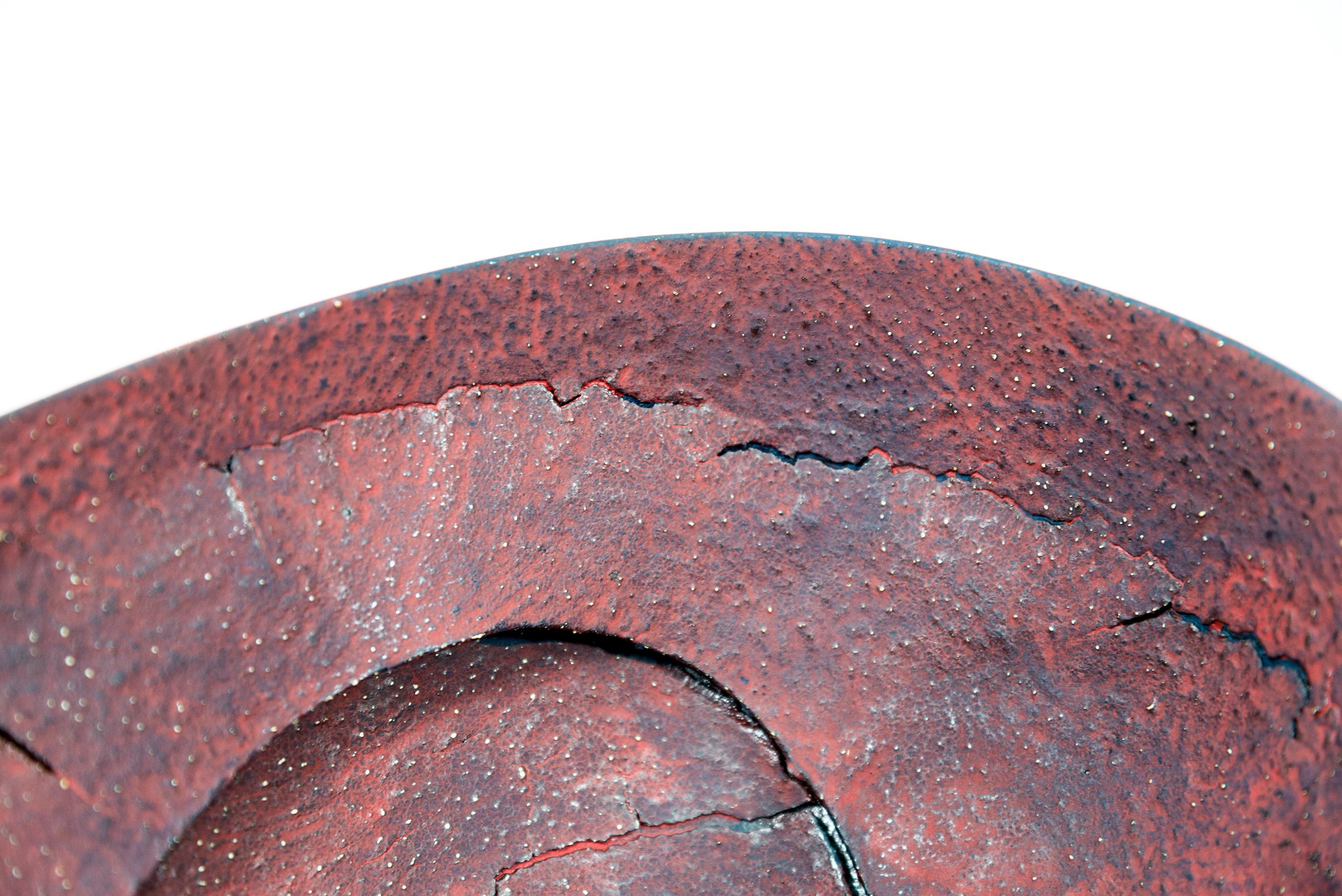 Untitled Bowl (Black) - black, red, nature inspired, textured, ceramic vessel For Sale 5
