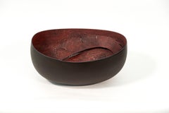 Untitled Bowl (Black) - black, red, nature inspired, textured, ceramic vessel