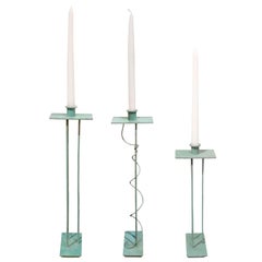 Steven Holl Rare Set of Bronze Candlesticks, 1986 Signed
