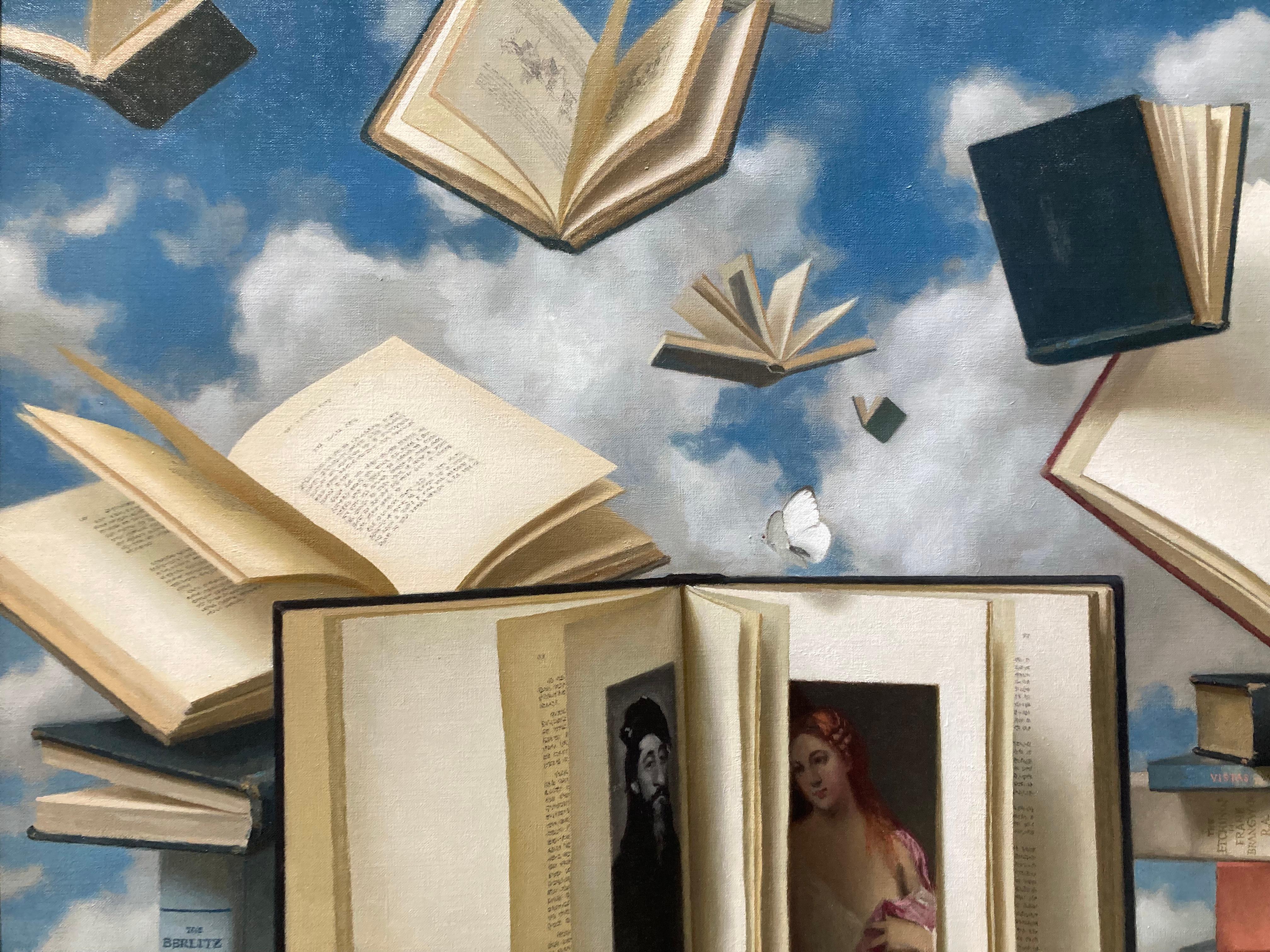 Floating Books and Butterflies - 2023 Surrealist still life and skyscape 8