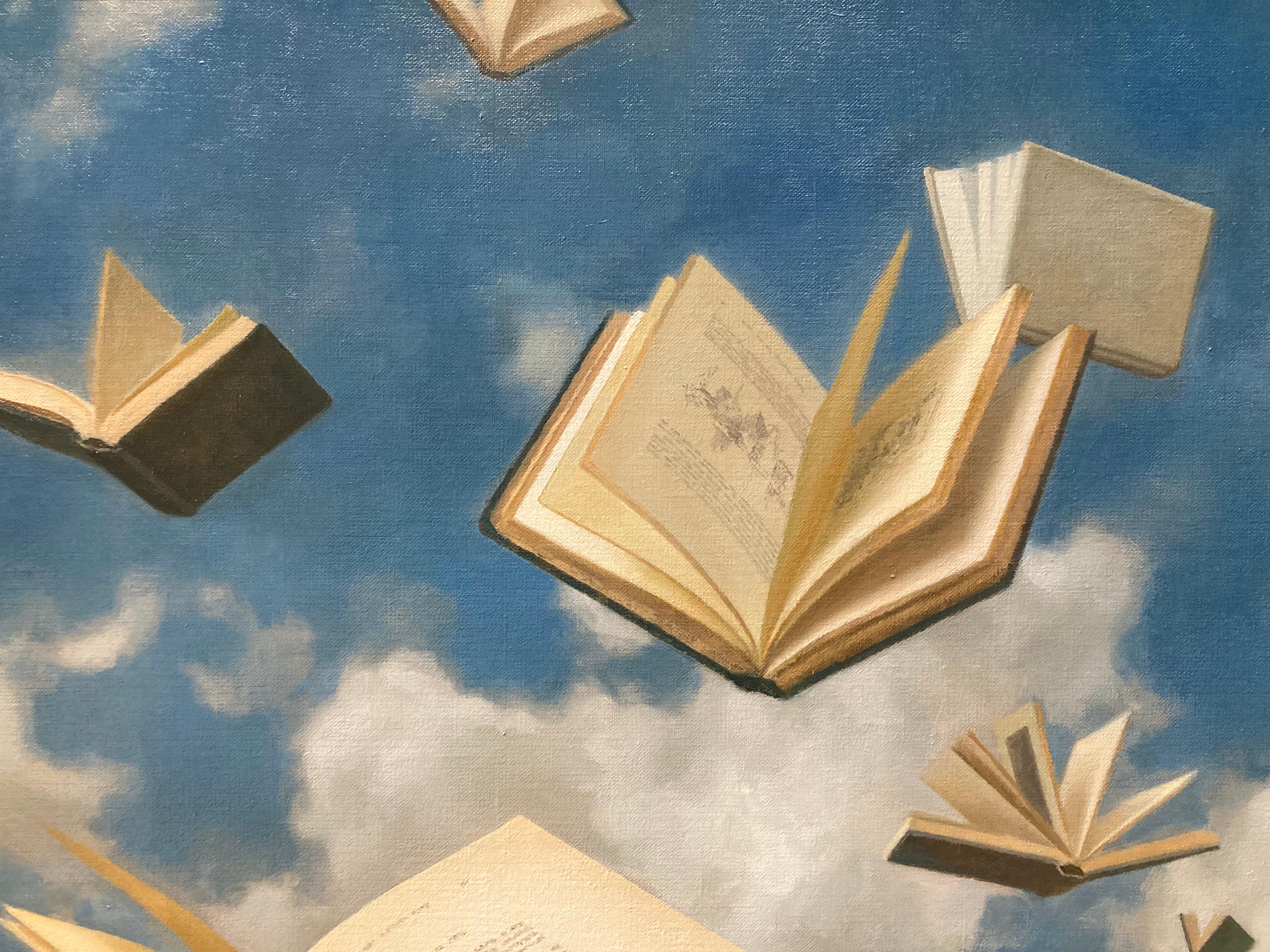 Floating Books and Butterflies - 2023 Surrealist still life and skyscape 9