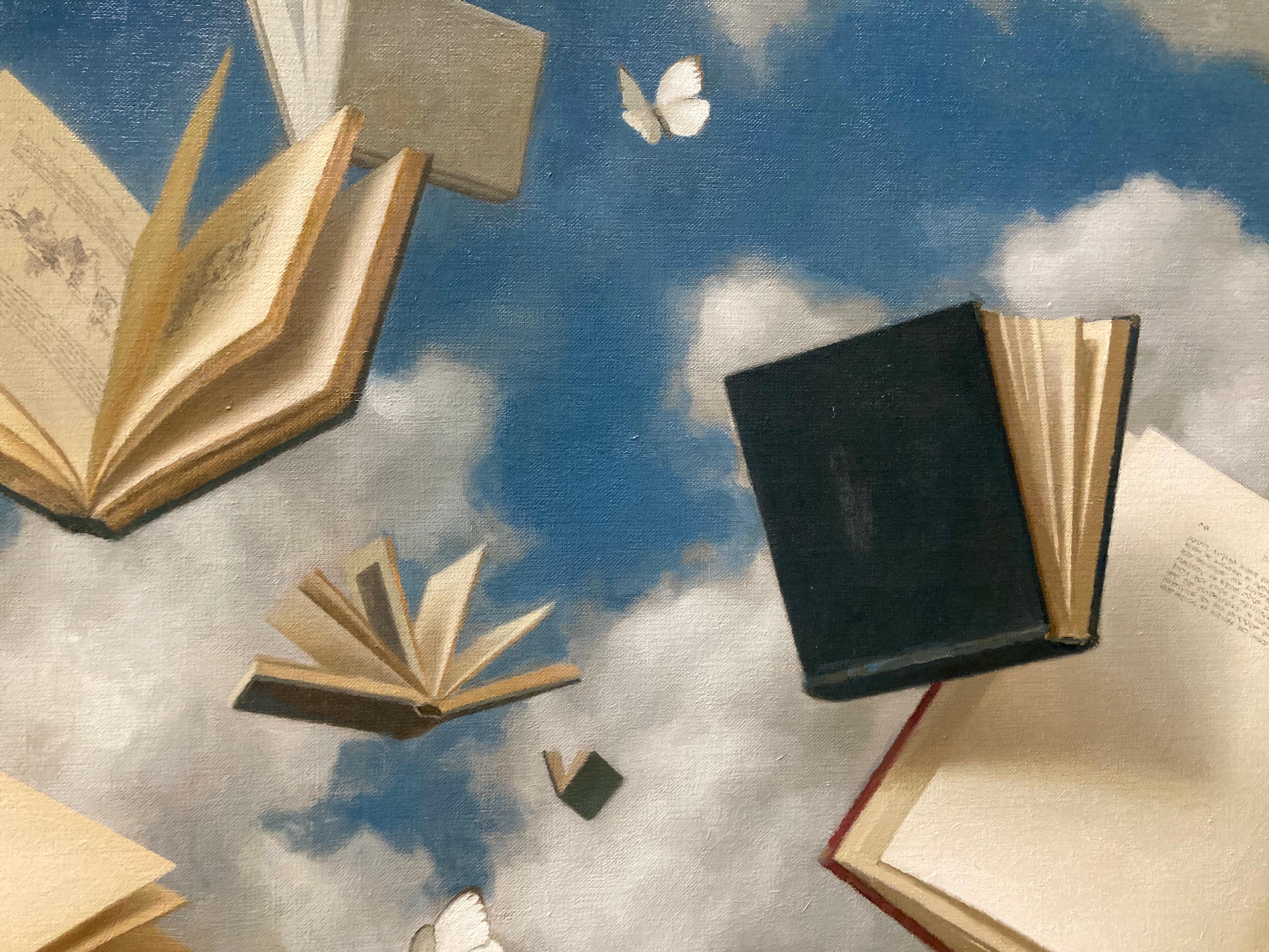 Floating Books and Butterflies - 2023 Surrealist still life and skyscape 10