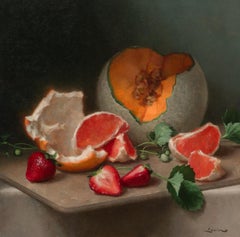 "Pompelmo e fragole" Natura morta realista classica di frutta, Minnesota