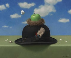 "Magritte's Hat" still life tribute to the famous surrealist artist