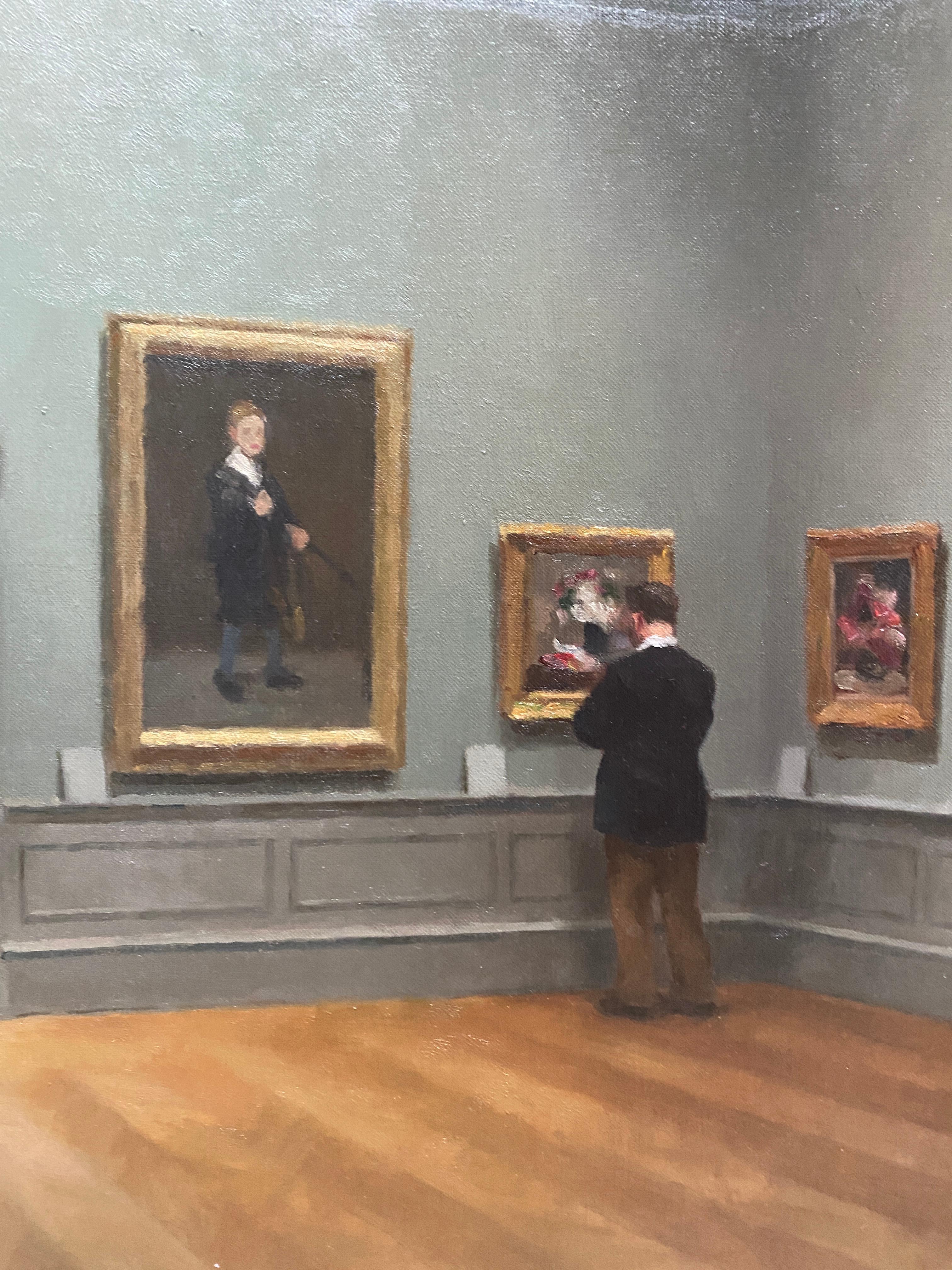 Met Museum, Impressionist Room - American Realist Painting by Steven J. Levin