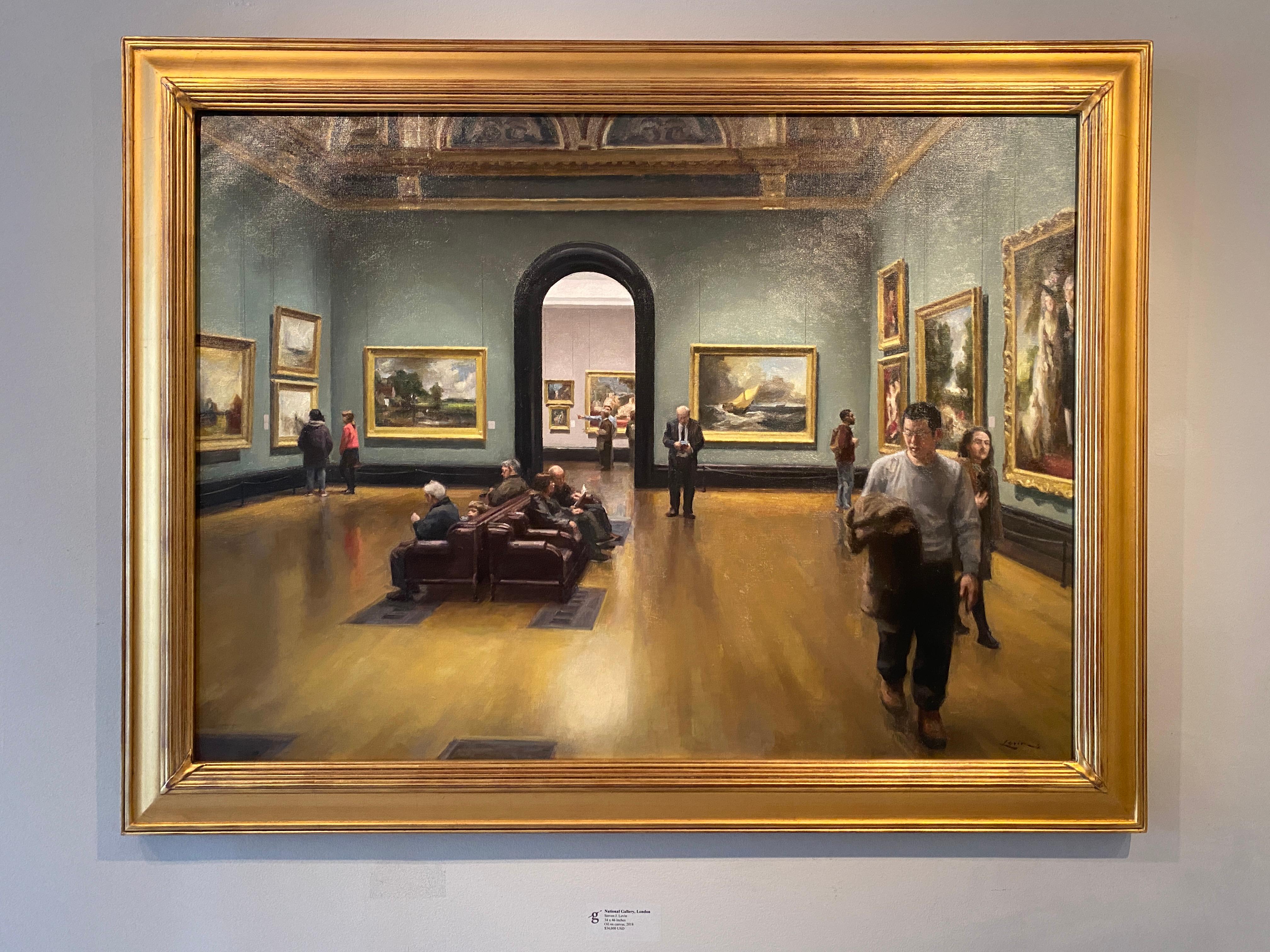 National Gallery, London - museum interior, London, paintings by Turner and more - Painting by Steven J. Levin